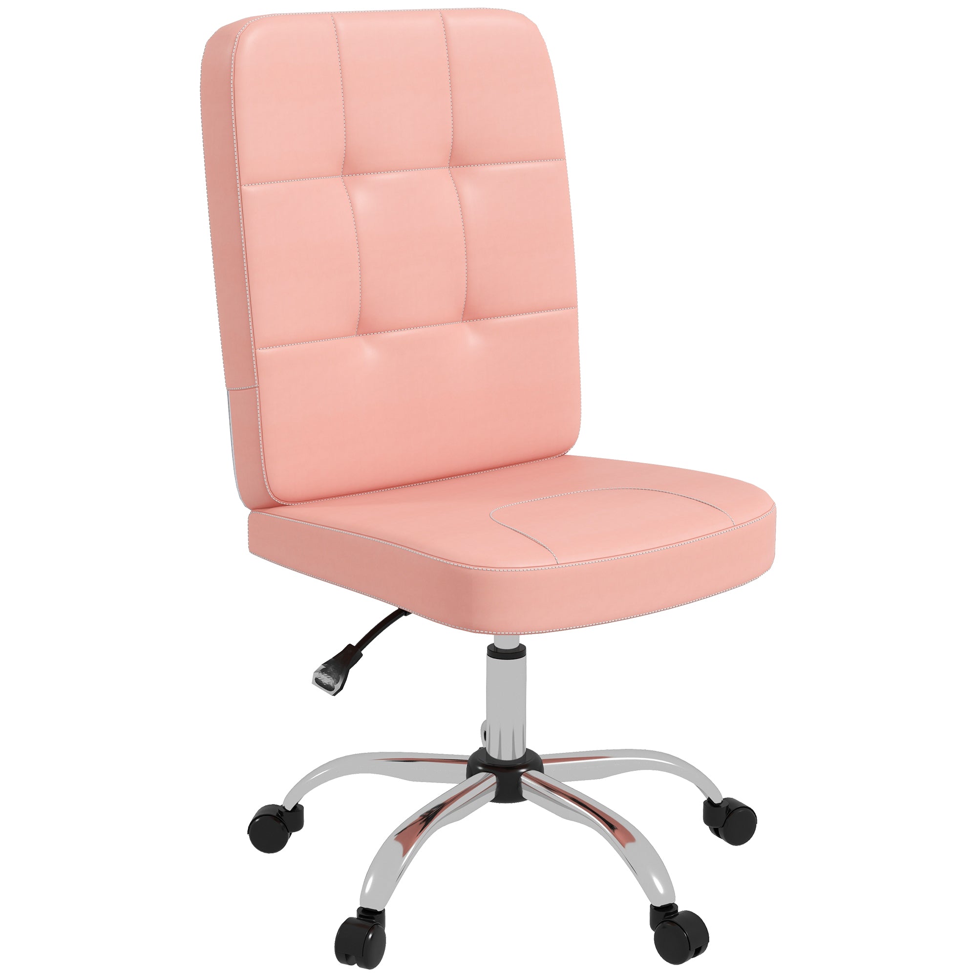 Vinsetto Armless Faux Leather Office Chair - Pink - North Peak Garden Furniture