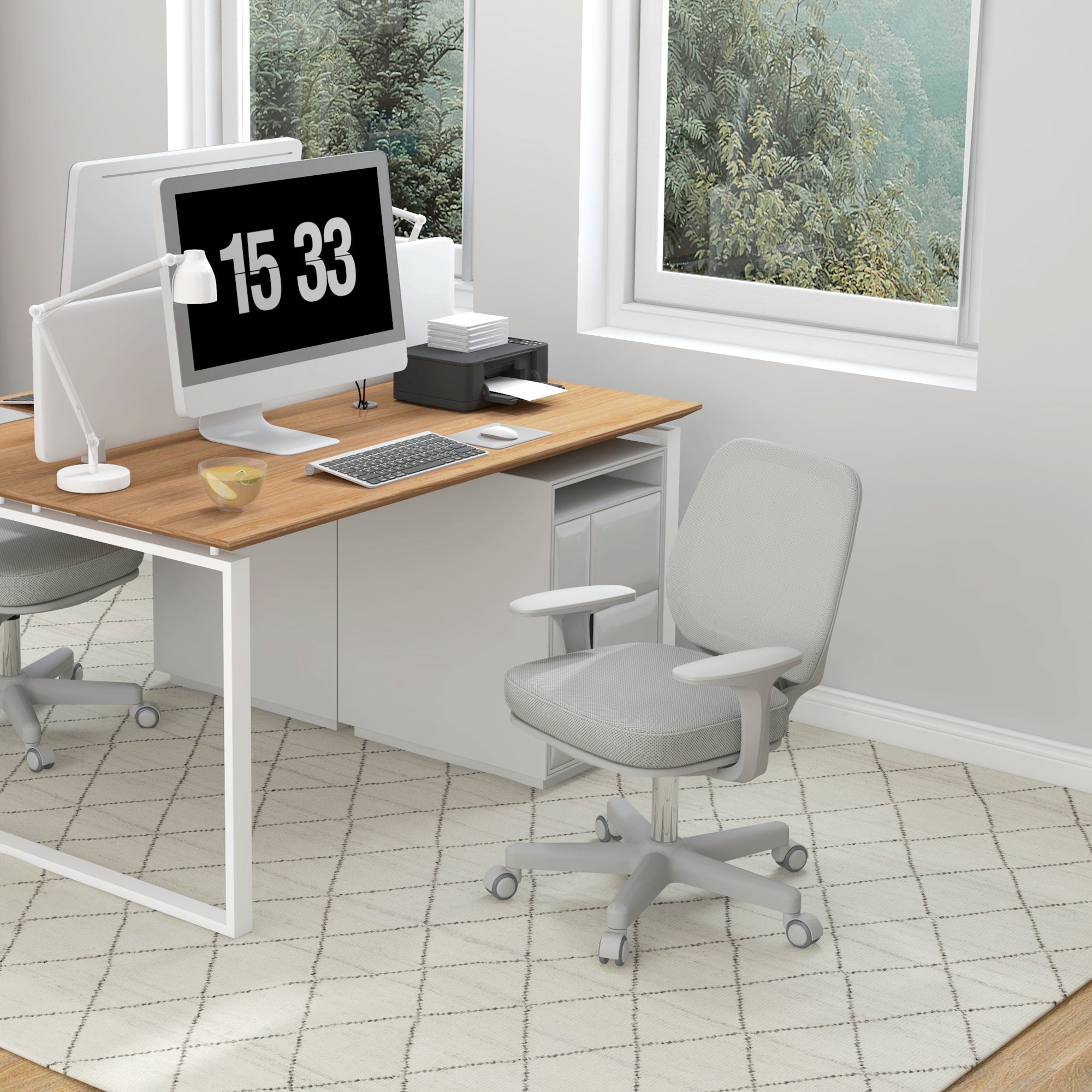 Vinsetto Office Chair, Breathable Mesh Swivel Desk Chair with Adjustable Height and  360° Swivel Security Wheels for Home Office, Study, Grey