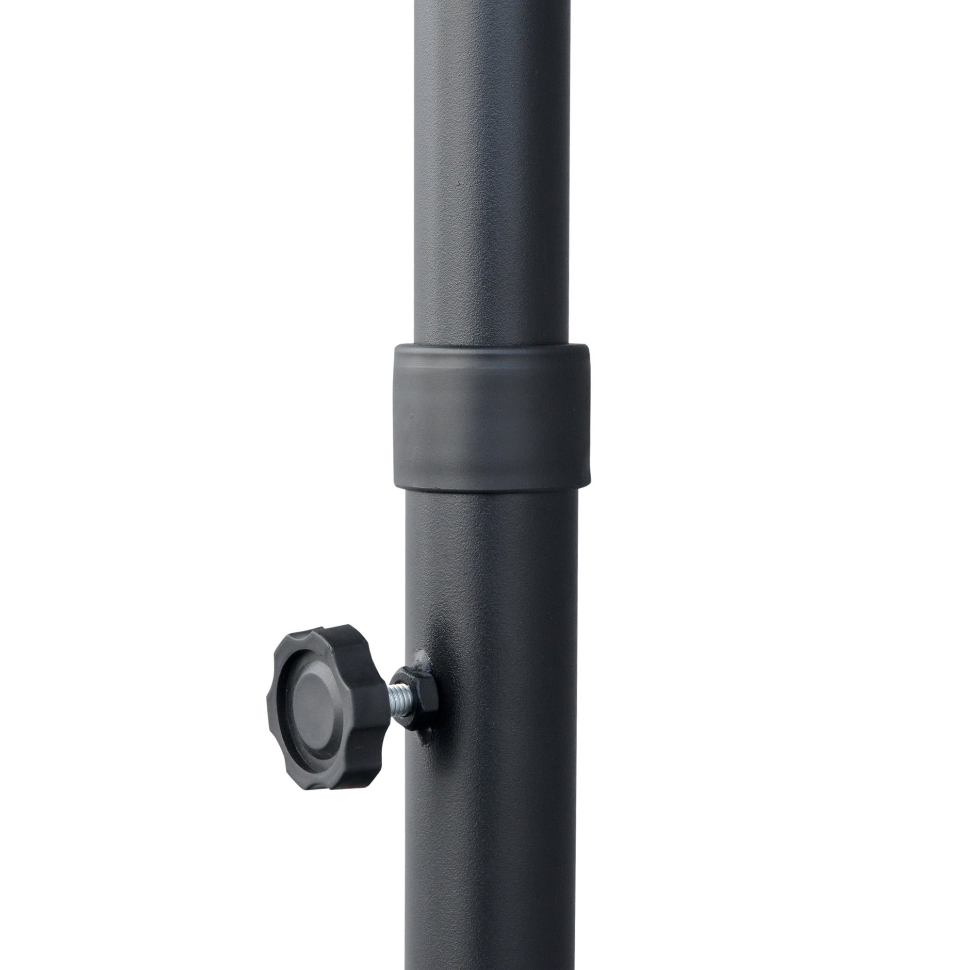 Outsunny 2m Half Parasol Market Umbrella Garden Balcony Parasol with Crank Handle, Base, Double-Sided Canopy, Dark Grey - North Peak Garden Furniture