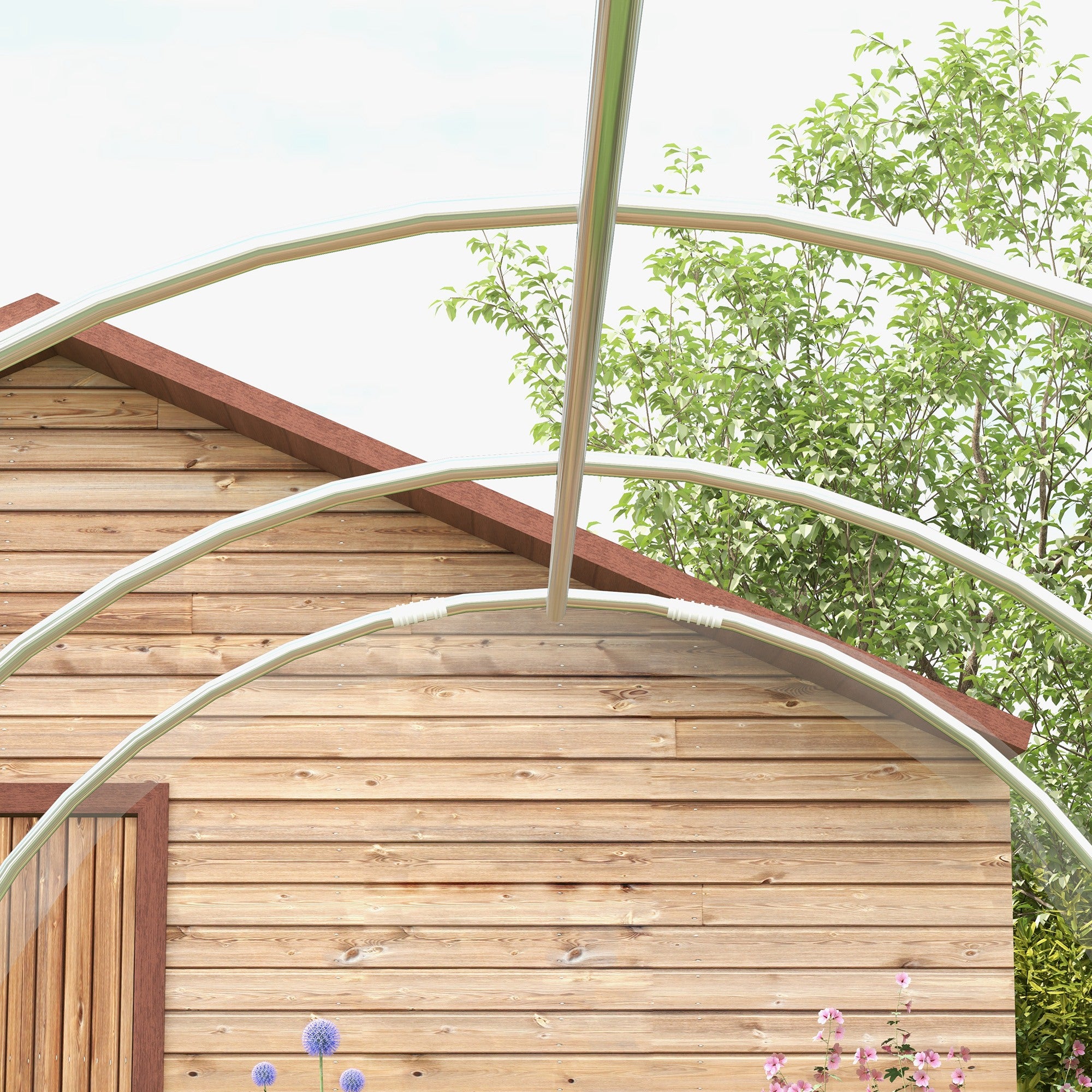 Outsunny Polytunnel Greenhouse Walk-in Grow House with PE Cover, Door and Galvanised Steel Frame, 3 x 2 x 2m, Clear - North Peak Garden Furniture