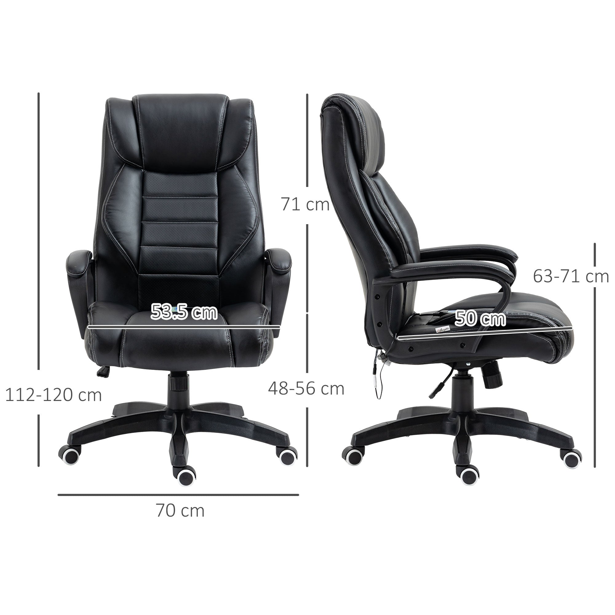 Vinsetto High Back Executive Office Chair 6- Point Vibration Massage Extra Padded Swivel Ergonomic Tilt Desk Seat, Black - North Peak Garden Furniture