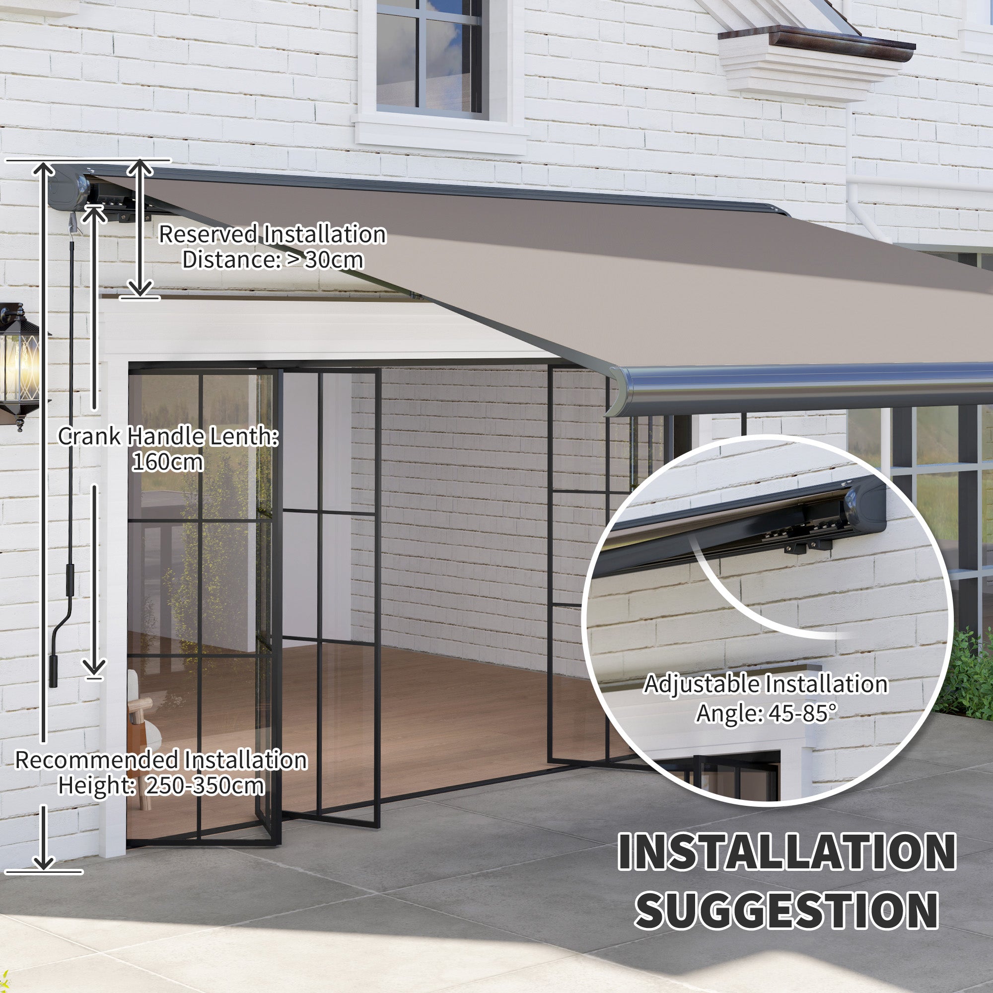 Outsunny 3 x 2.5 m Electric Awning with Remote Controller, Aluminium Frame DIY Retractable Awning, UV50+ Sun Shade Canopy for Garden Patio Deck Door Window, Light Grey - North Peak Garden Furniture