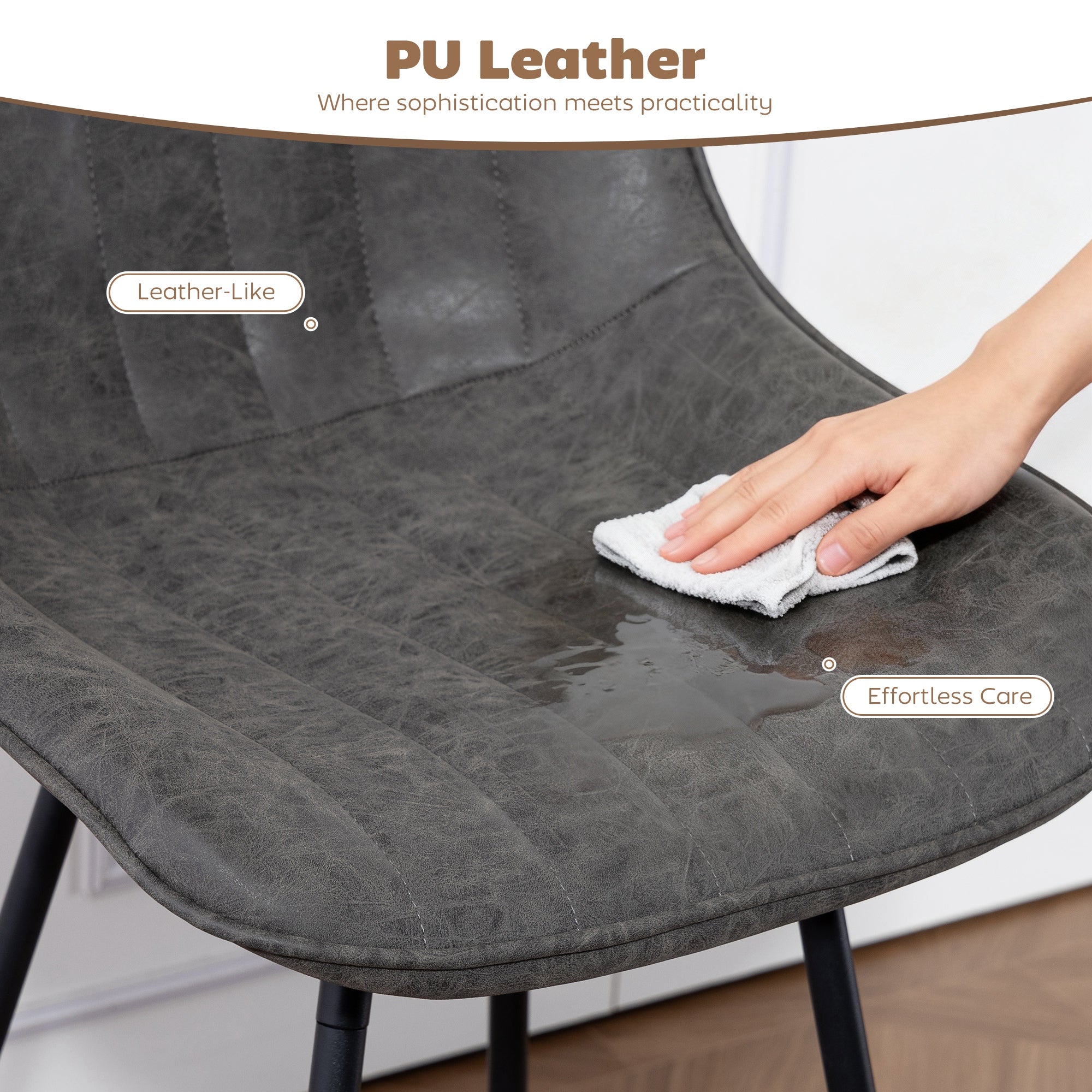 HOMCOM Set of 2 PU Leather Swivel Bar Stools - Grey