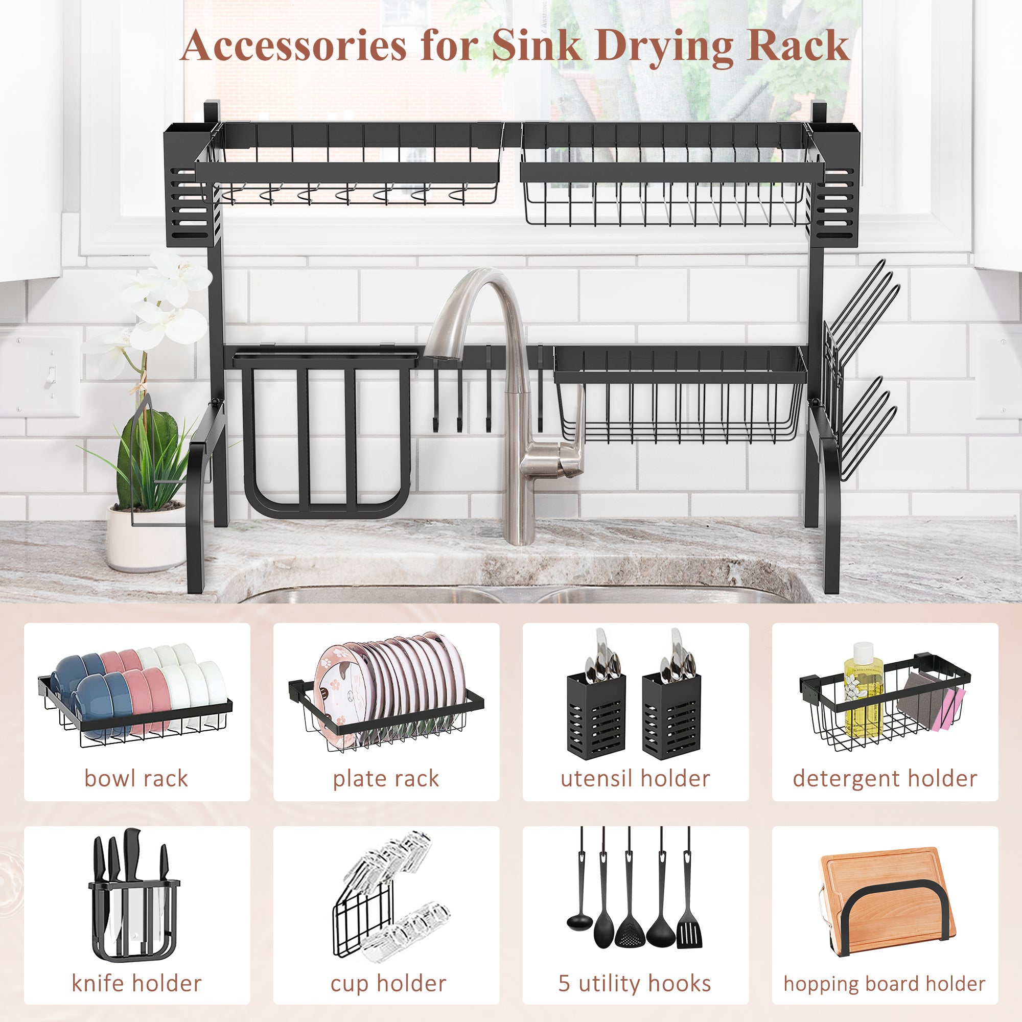 HOMCOM 65cm Modular Over-Sink Drying Rack - North Peak Garden Furniture