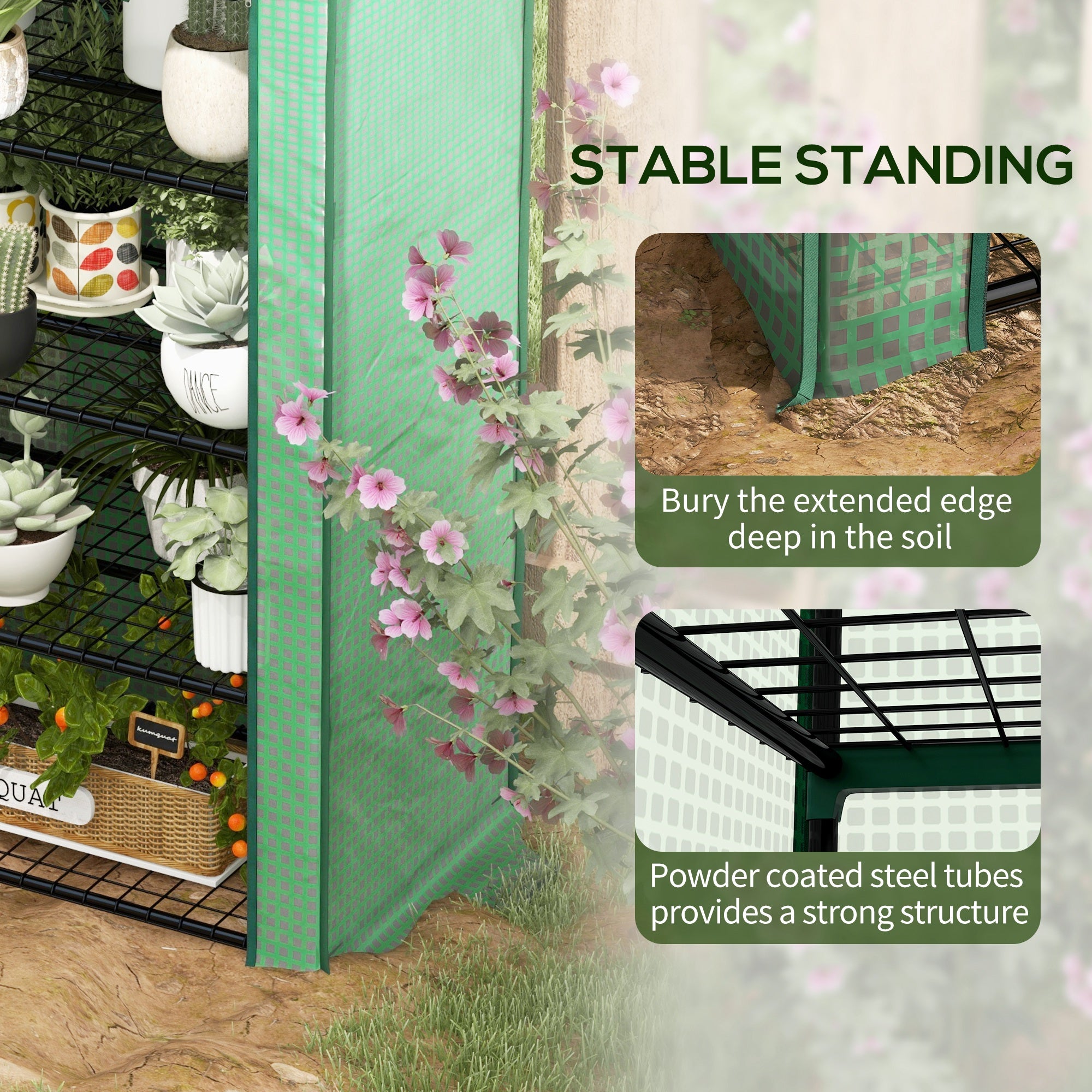Outsunny Four-Tier Mini Greenhouse, with Reinforced Plastic Cover - North Peak Garden Furniture