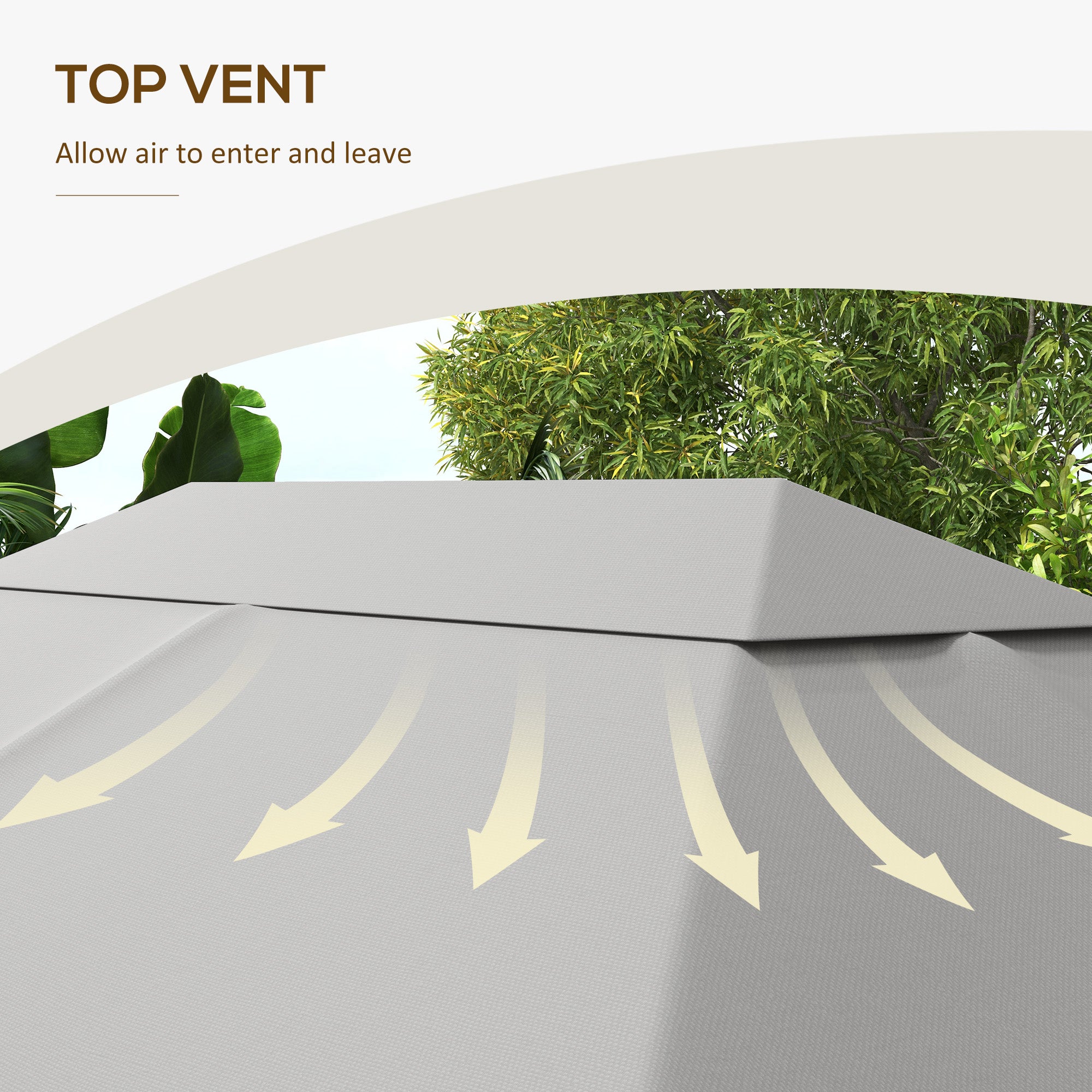 Outsunny 3 x 4m Gazebo Canopy Replacement Cover, Gazebo Roof Replacement (TOP COVER ONLY), Light Grey - North Peak Garden Furniture