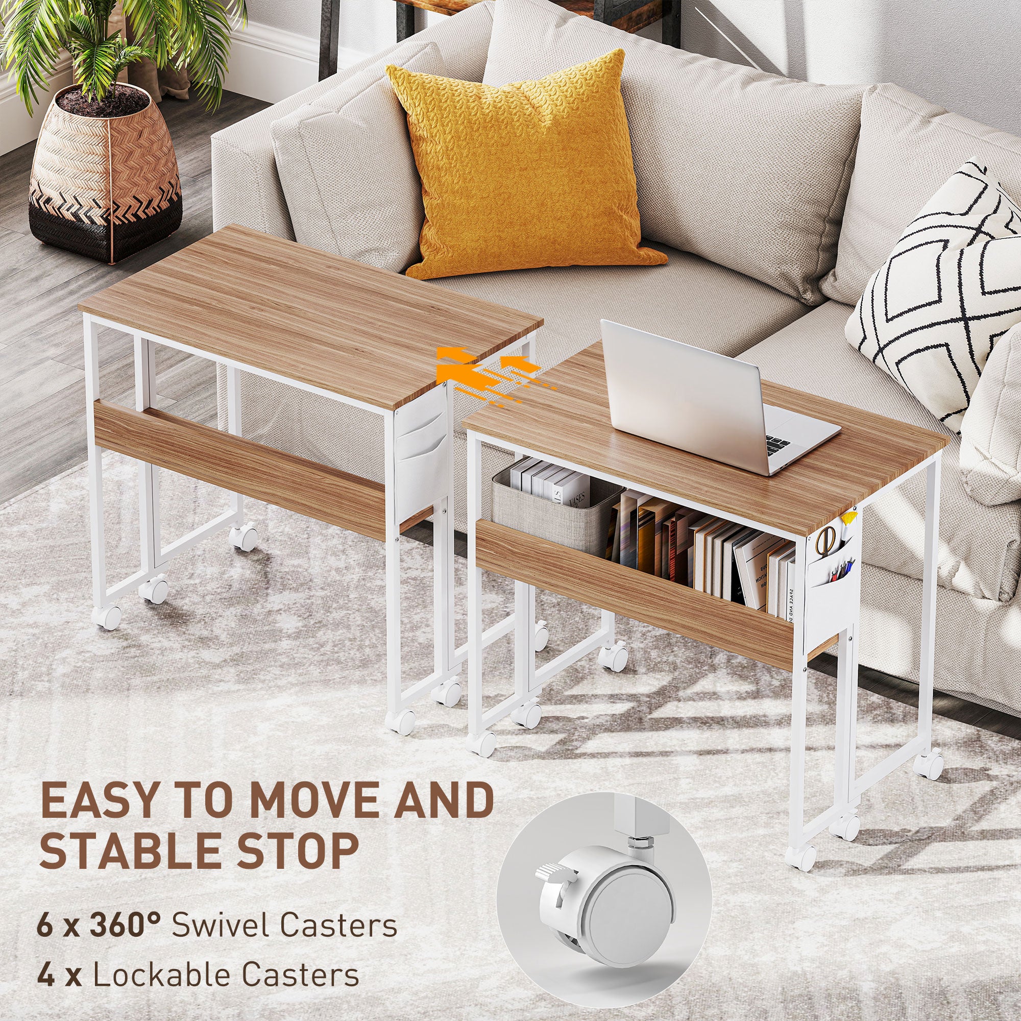 HOMCOM 80 cm Drop Leaf Writing Work Desk - Natural Wood Finish - North Peak Garden Furniture