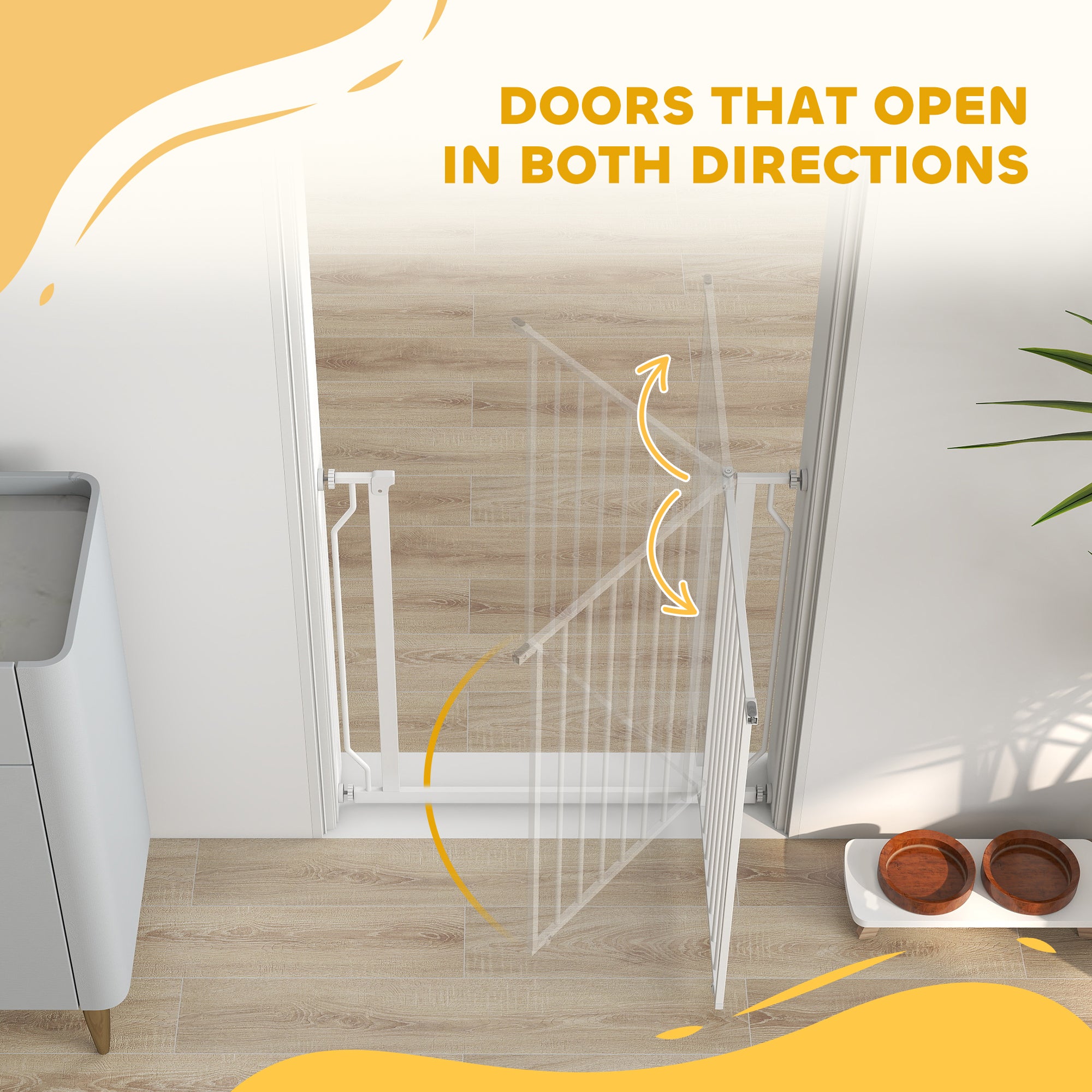 PawHut Extra Wide Dog Safety Gate, with Door Pressure, for Doorways, Hallways, Staircases - White