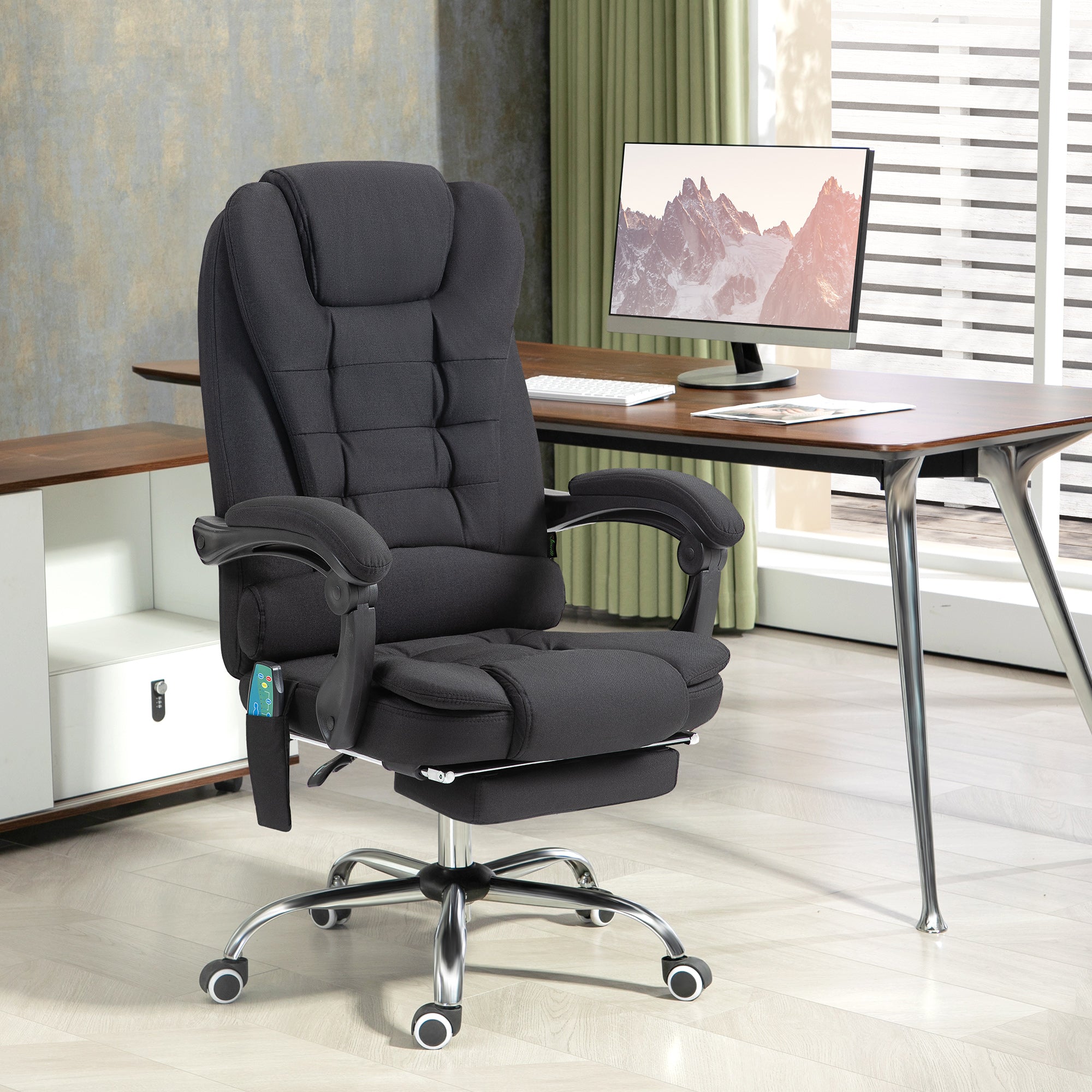 Vinsetto Six-Point Massage and Heated Office Chair - Black - North Peak Garden Furniture