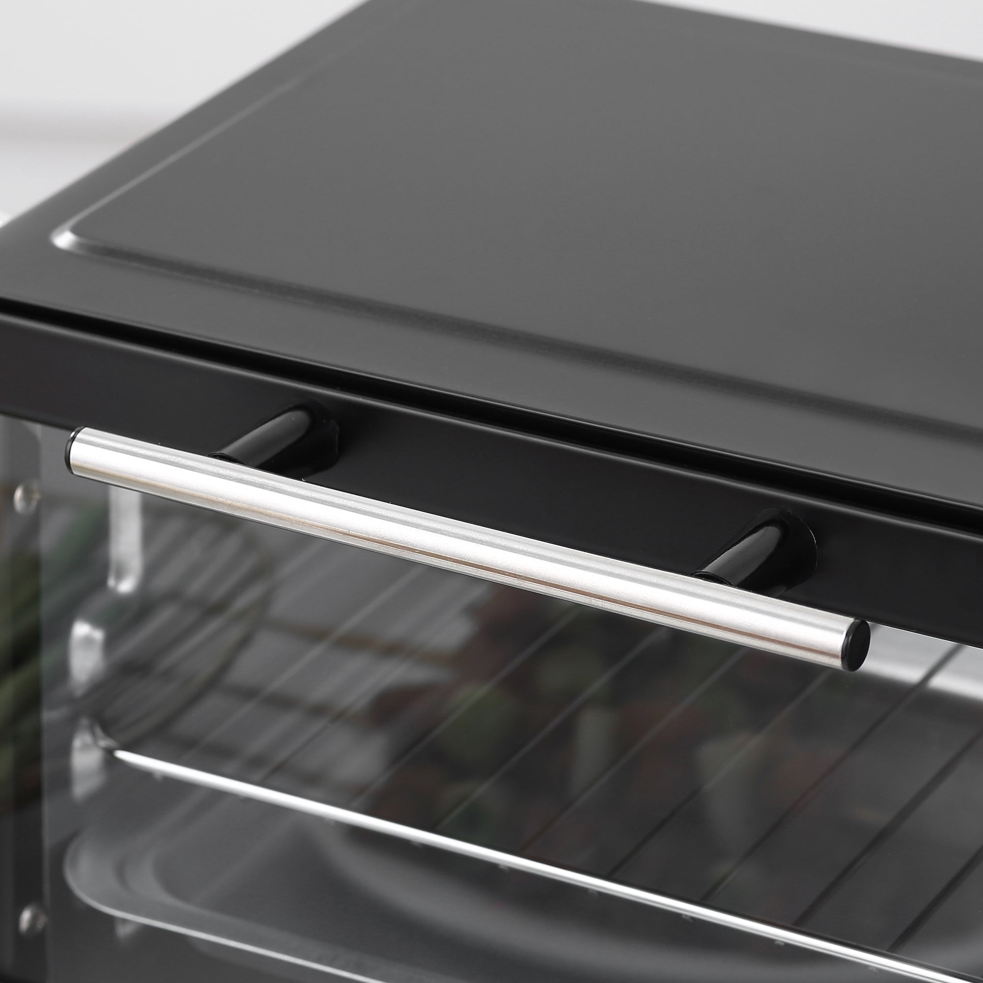 HOMCOM Mini Oven, 9L Countertop Electric Grill, Toaster Oven with Adjustable Temperature, Timer, Dishwasher Safe Baking Tray and Wire Rack, 750W, Black - North Peak Garden Furniture