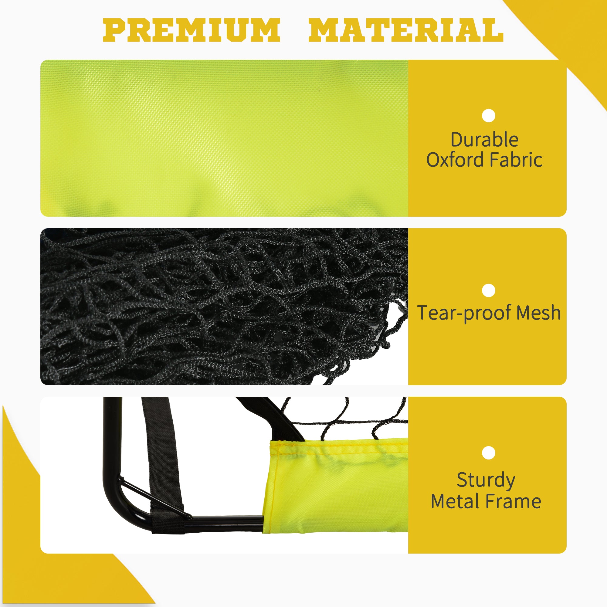 HOMCOM Set of 2 Football Goal Net 6 x 3 ft Foldable Outdoor Sport Training Teens Adults Football with Carrying Bag Yellow - North Peak Garden Furniture