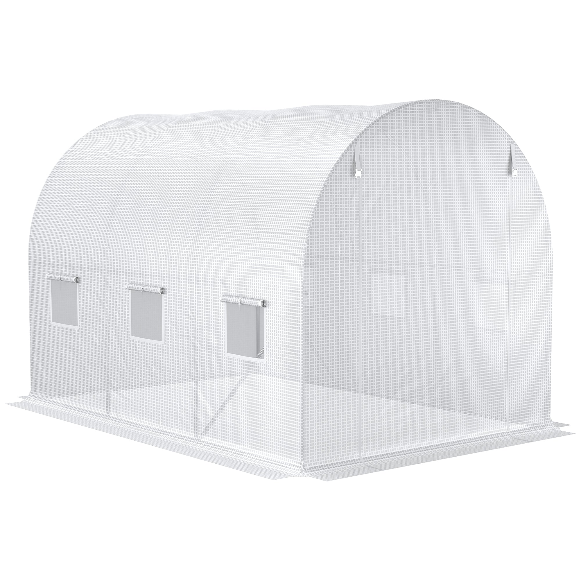 Outsunny 3 x 2 x 2m Greenhouse Replacement Cover ONLY Winter Garden Plant PE Cover for Tunnel Walk-in Greenhouse with Roll-up Windows Door Outdoor, White - North Peak Garden Furniture
