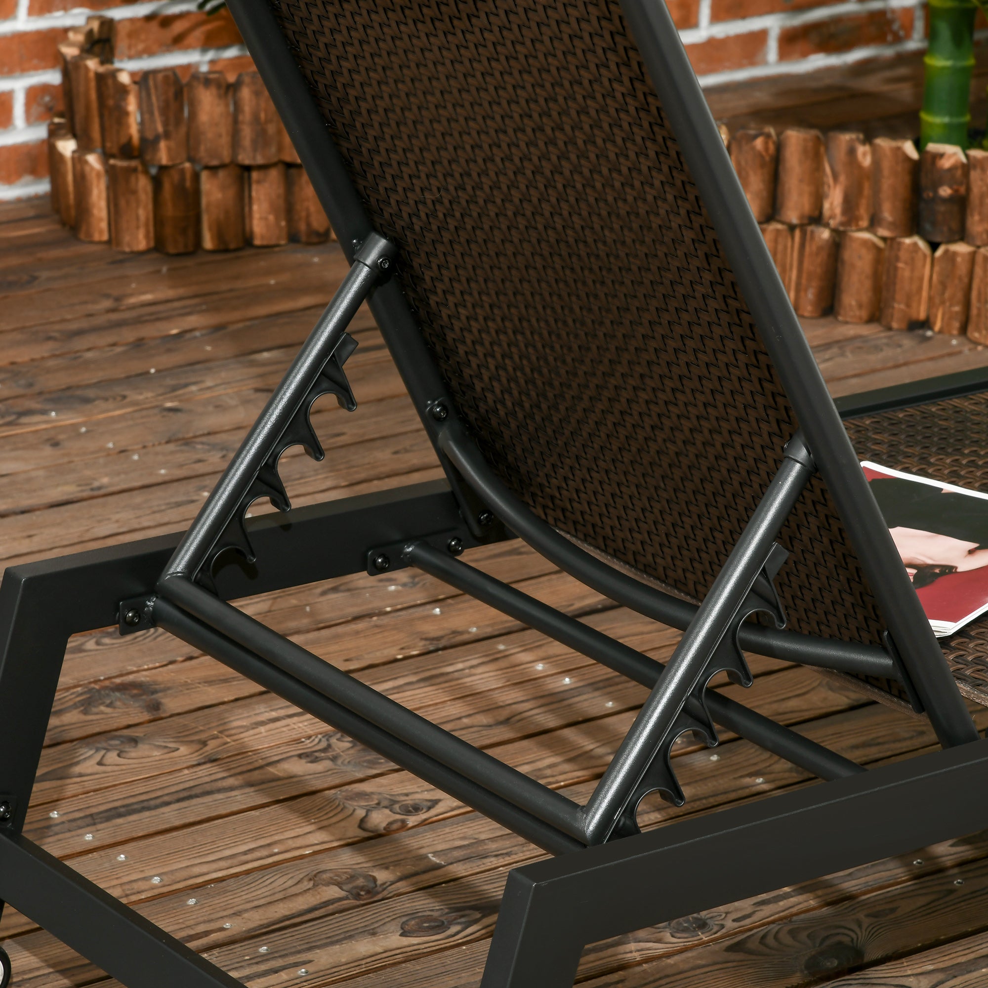 Outsunny Rattan Sun Lounger, with Five-Position Back - Brown/Black