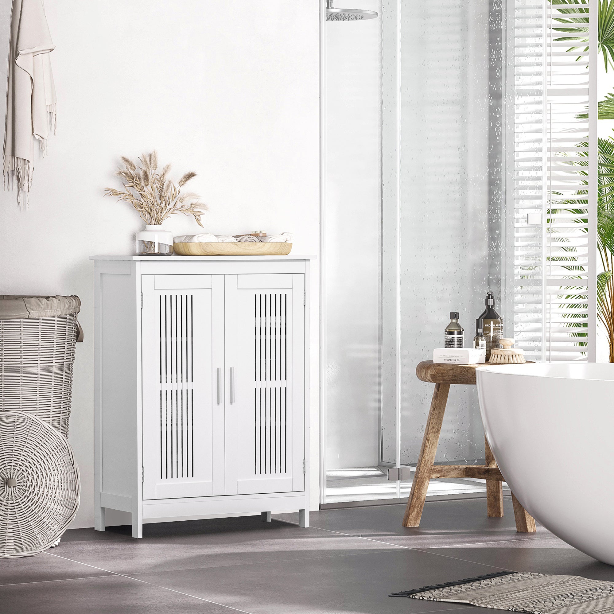 kleankin Modern Bathroom Floor Cabinet - White - North Peak Garden Furniture