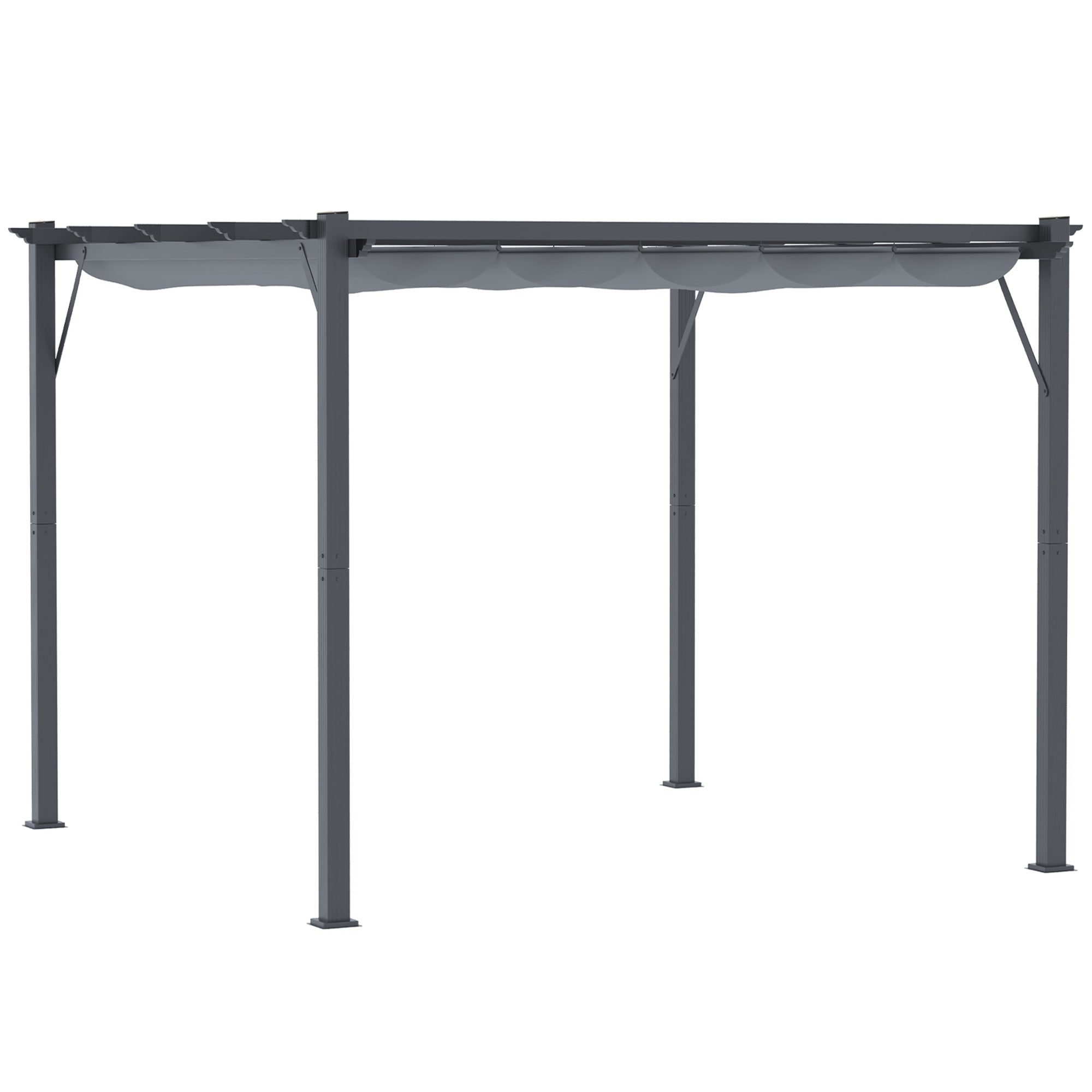 Outsunny 3 x 3 m Aluminum Gazebo, with Retractable Roof - Grey - North Peak Garden Furniture
