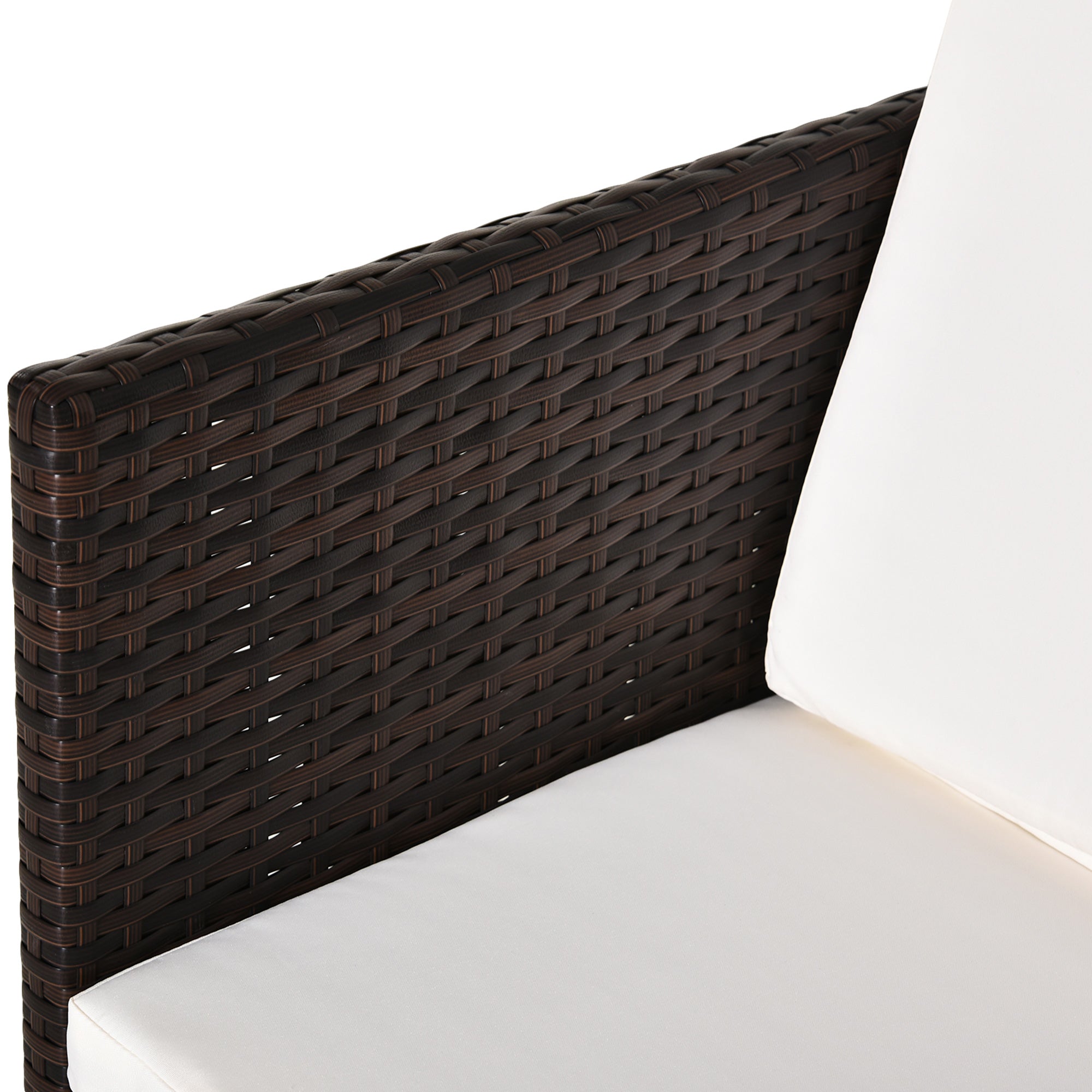 Outsunny 2 Seater Rattan Cube Garden Furniture Set, Rattan Dining Set with Cushions, Outdoor Dining Table and Chairs with 2 Armchairs, 2 Stools, Rectangular Glass Top Table for Patio, Balcony, Brown - North Peak Garden Furniture