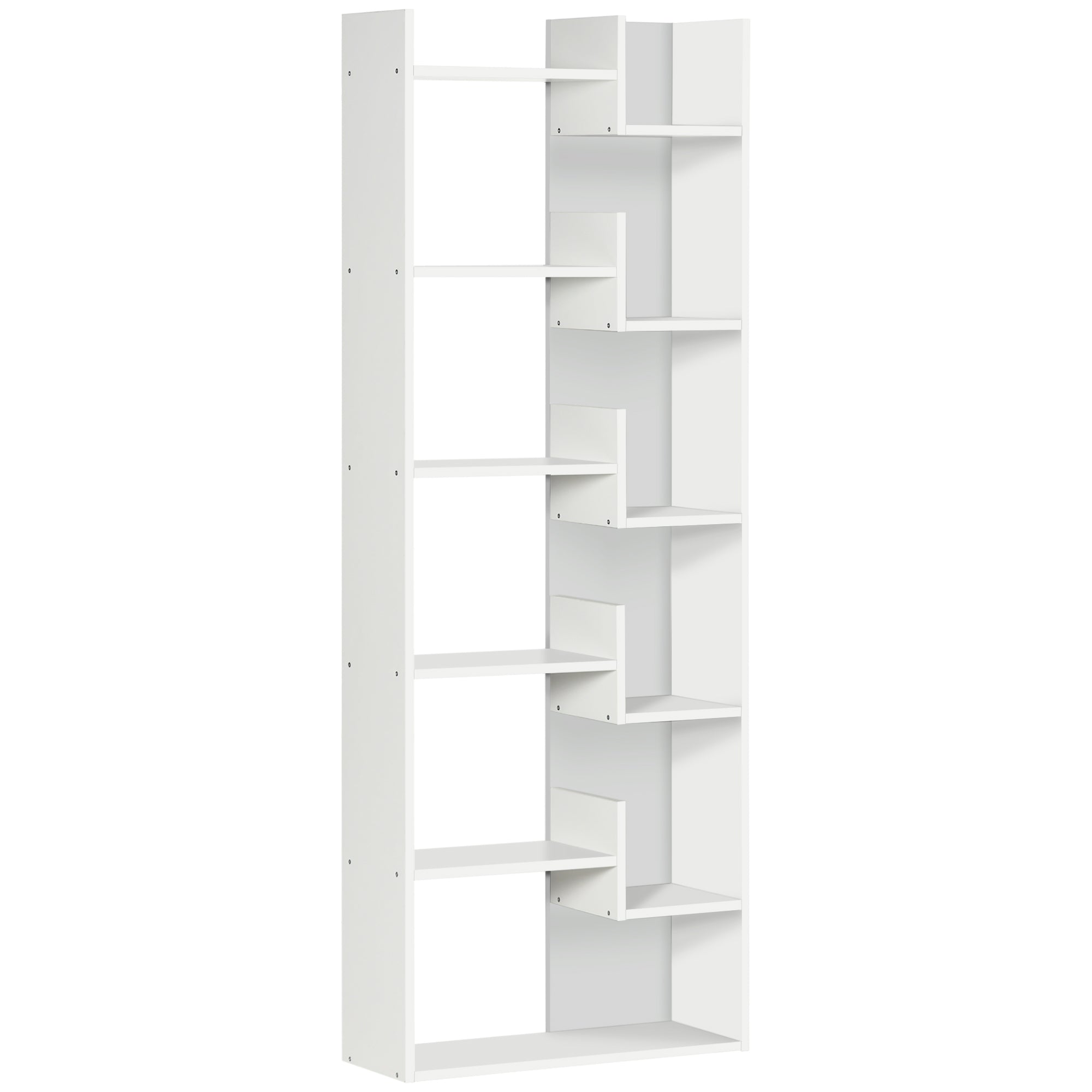HOMCOM Modern Book Shelf with 11 Open Shelves, 6-Tier Bookcase, Freestanding Shelving Unit for Home Office and Study, White - North Peak Garden Furniture
