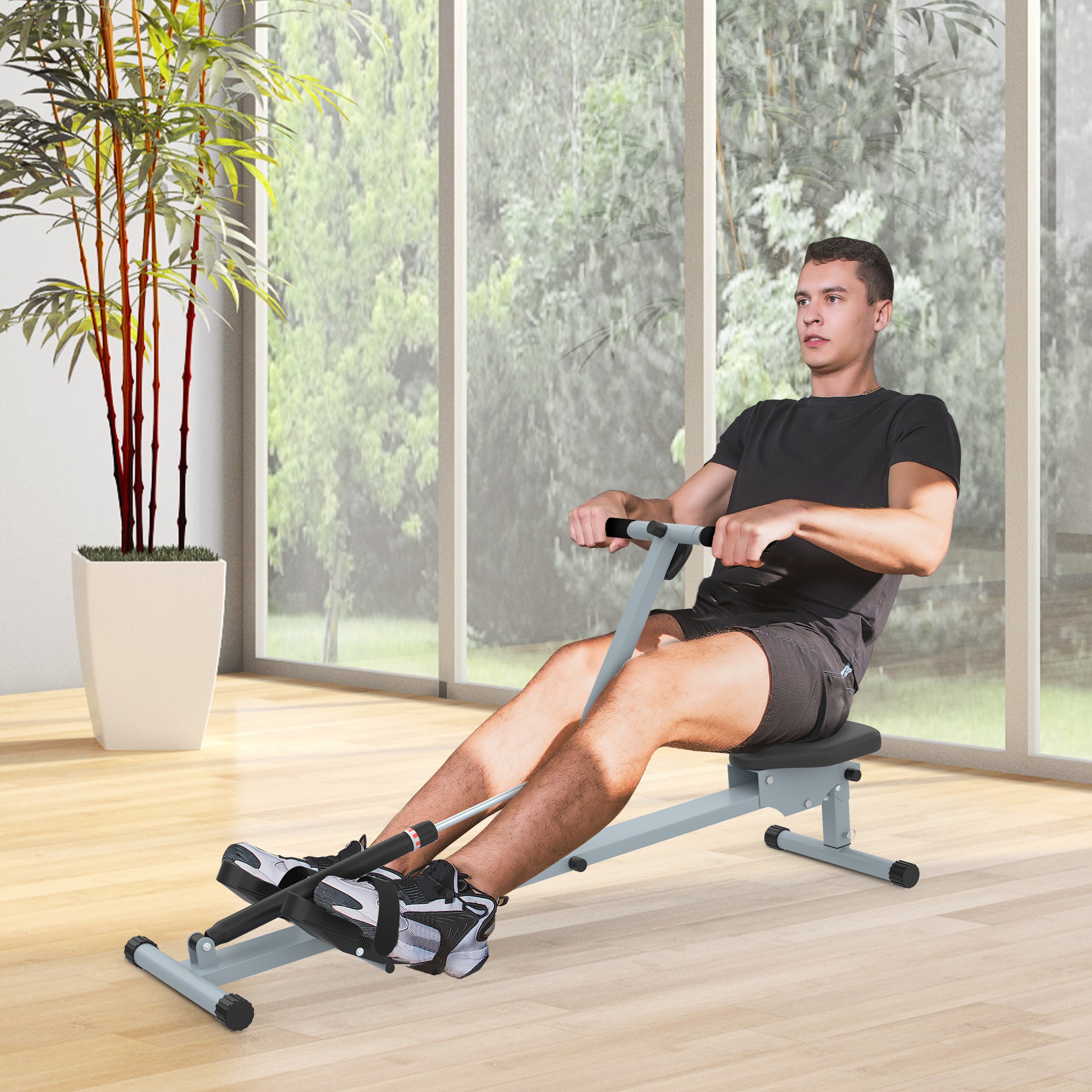 HOMCOM Rowing Machine Cardio Rower Workout Fitness Body Tonner Home Gym Training - North Peak Garden Furniture