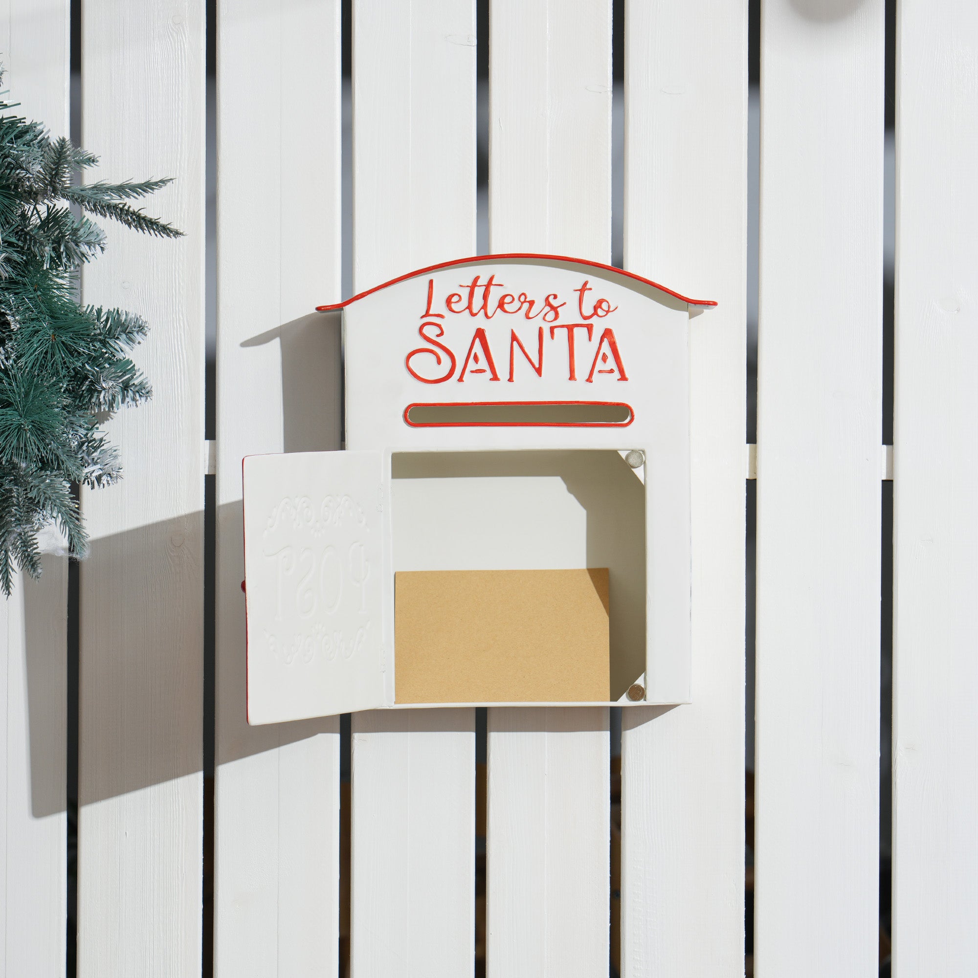 HOMCOM A5 Christmas Letter Postbox - White/Red - North Peak Garden Furniture