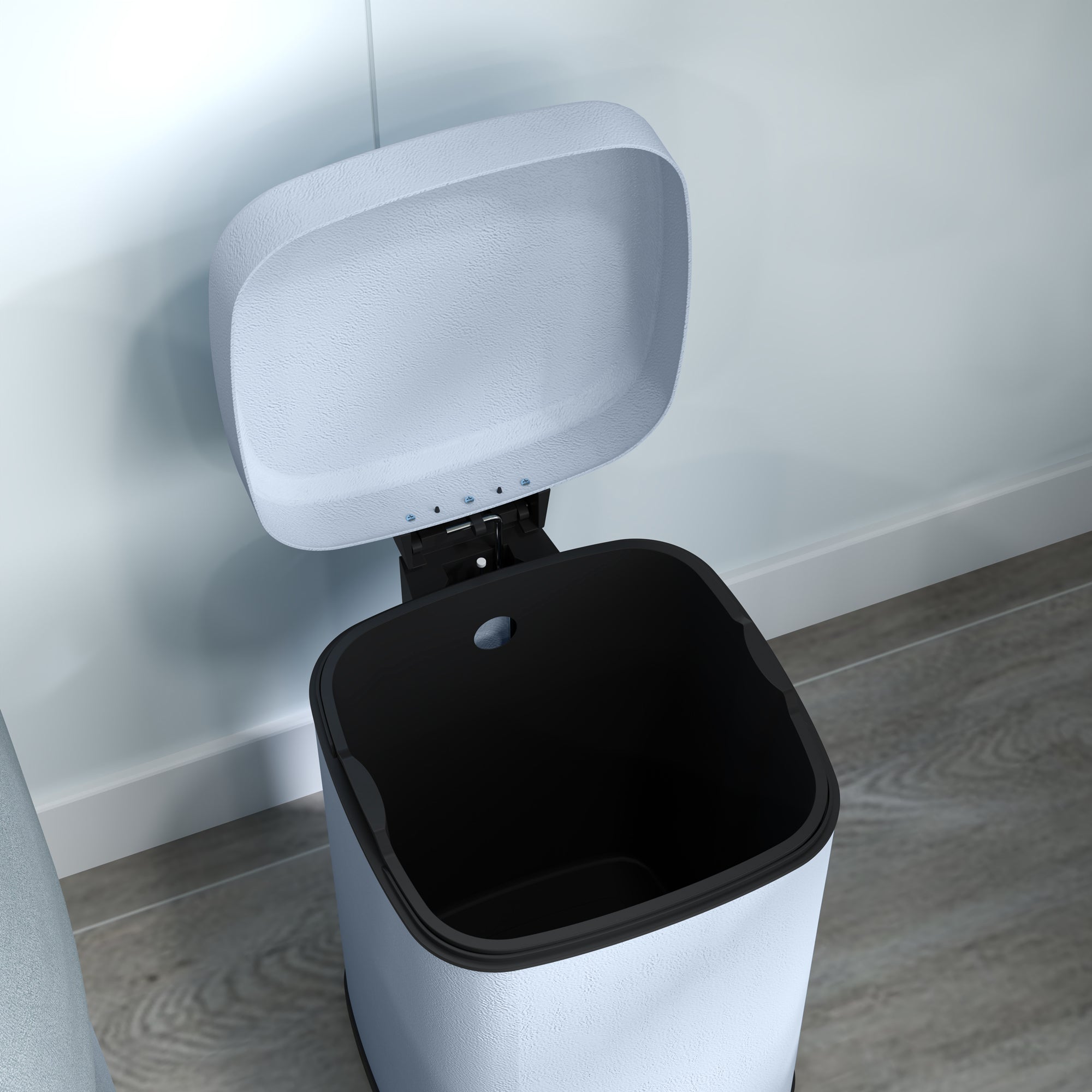 HOMCOM 12L Modern Boxy Metal Home Kitchen Bin - Light Blue - North Peak Garden Furniture