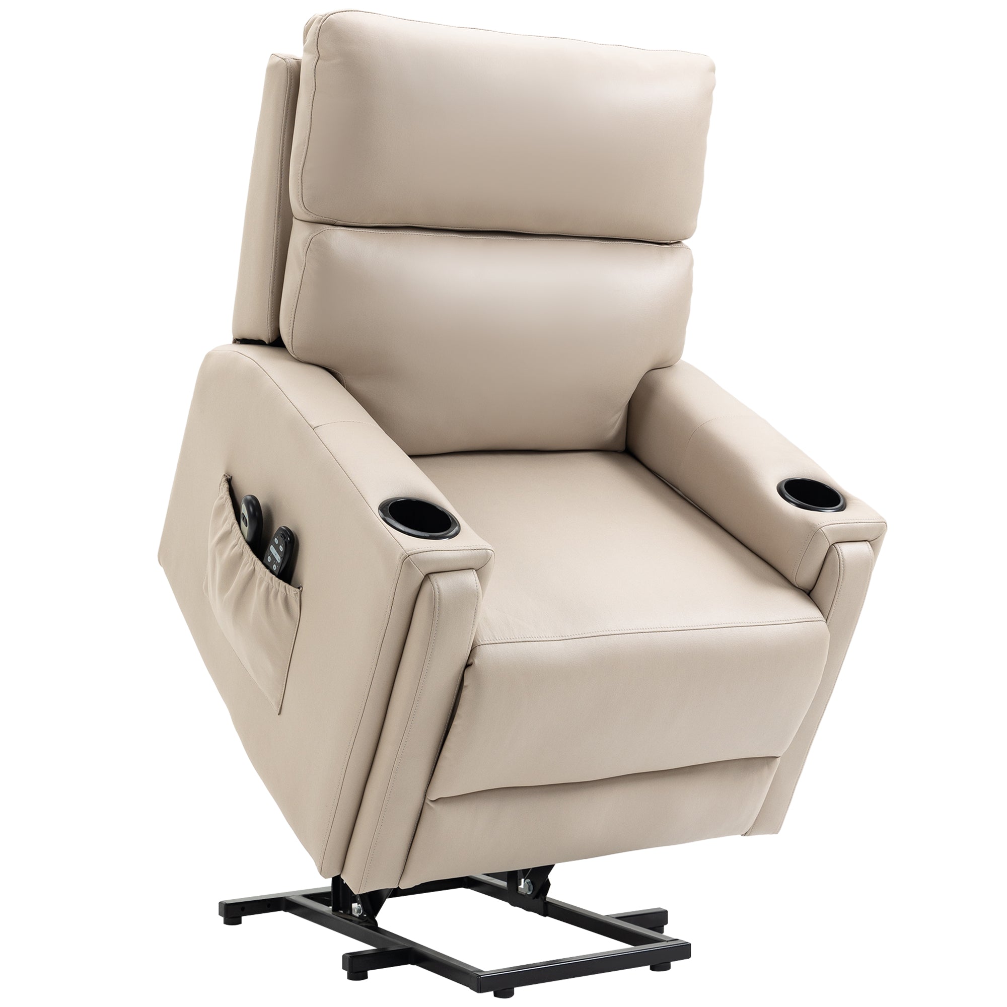 HOMCOM Electric Riser and Recliner Chair, with Massage and Heat - Beige - North Peak Garden Furniture