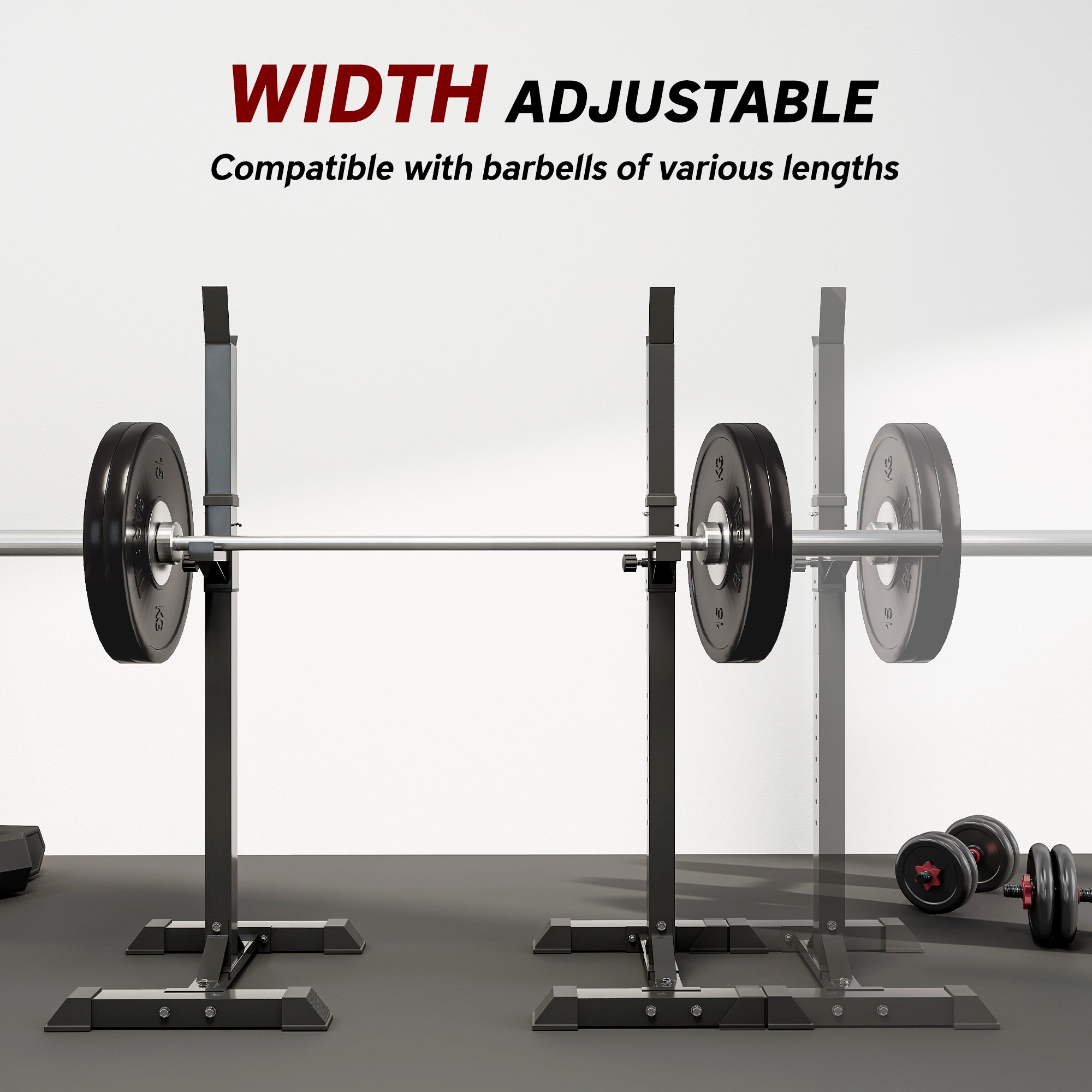 HOMCOM Adjustable Squat Rack, Weight Strength Training Bench Press Rack Weight Bench Supporter for Home Gym Exercise, Max Load 150kg, 124-154cm