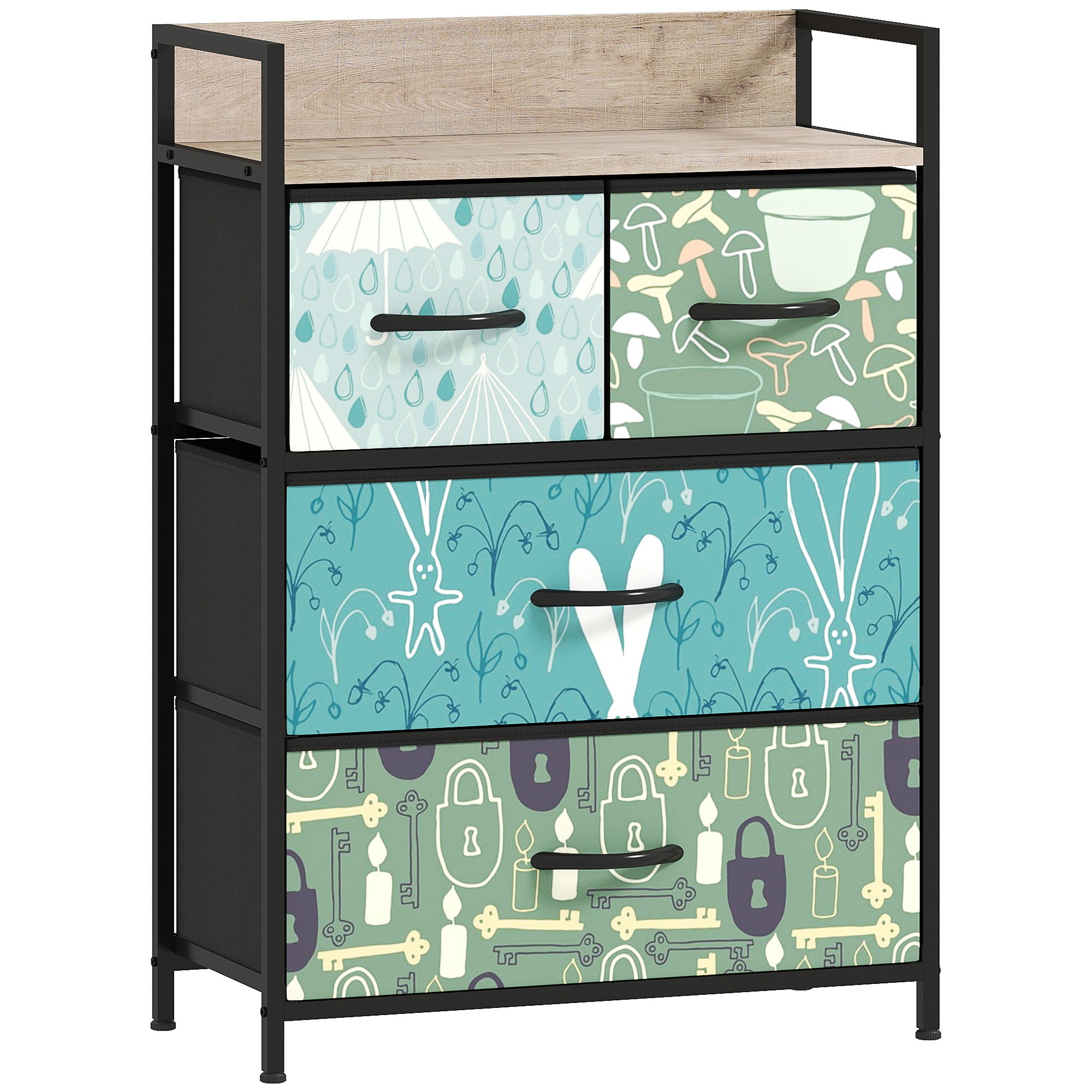 HOMCOM 4-Drawer Chest of Drawers - Blue