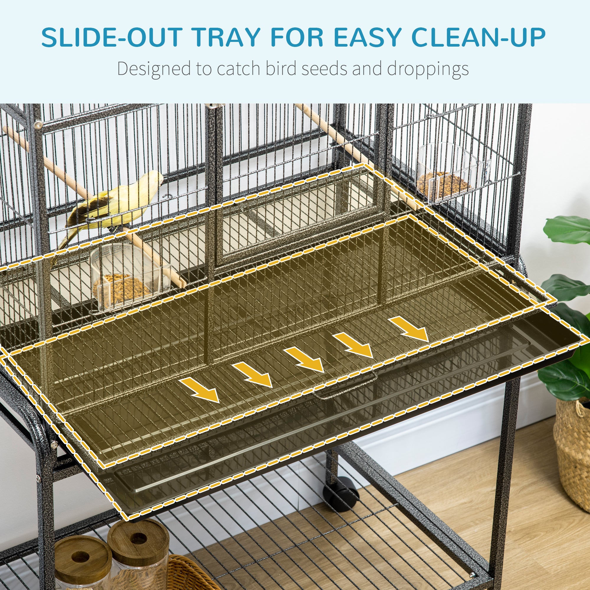 PawHut Large Bird Cage Budgie Cage with Stand, Storage Shelf, Wood Perch for Parrot Canary Parakeet Cockatiels, 81 x 48 x 162.5 cm - North Peak Garden Furniture