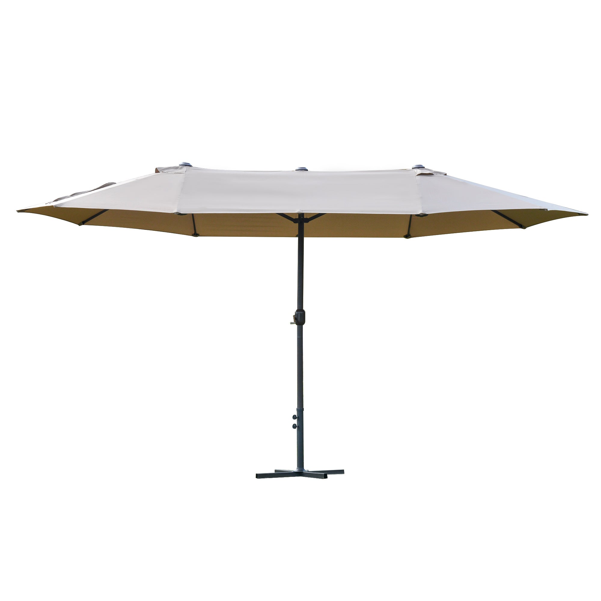 Outsunny 4.6m Garden Parasol Double-Sided Sun Umbrella Patio Market Shelter Canopy Shade Outdoor with Cross Base – Khaki