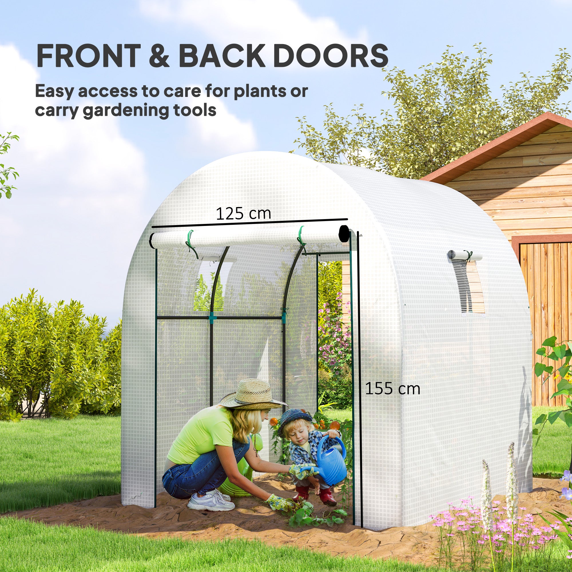 Outsunny 180 x 180cm Walk-In Polytunnel Greenhouse - White - North Peak Garden Furniture