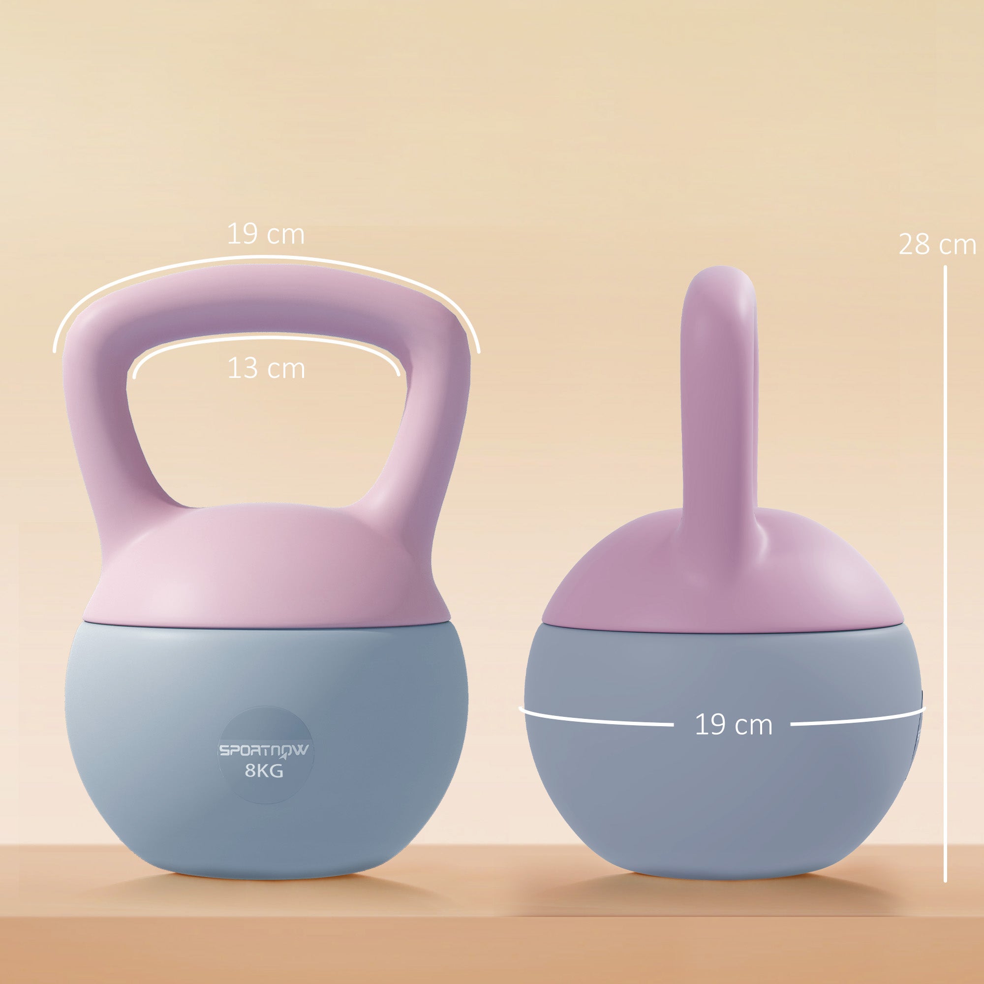 SPORTNOW Soft Kettlebell, 8kg Kettle Bell with Non-Slip Handle for Home Gym Weight Lifting and Strength Training, Purple and Grey - North Peak Garden Furniture