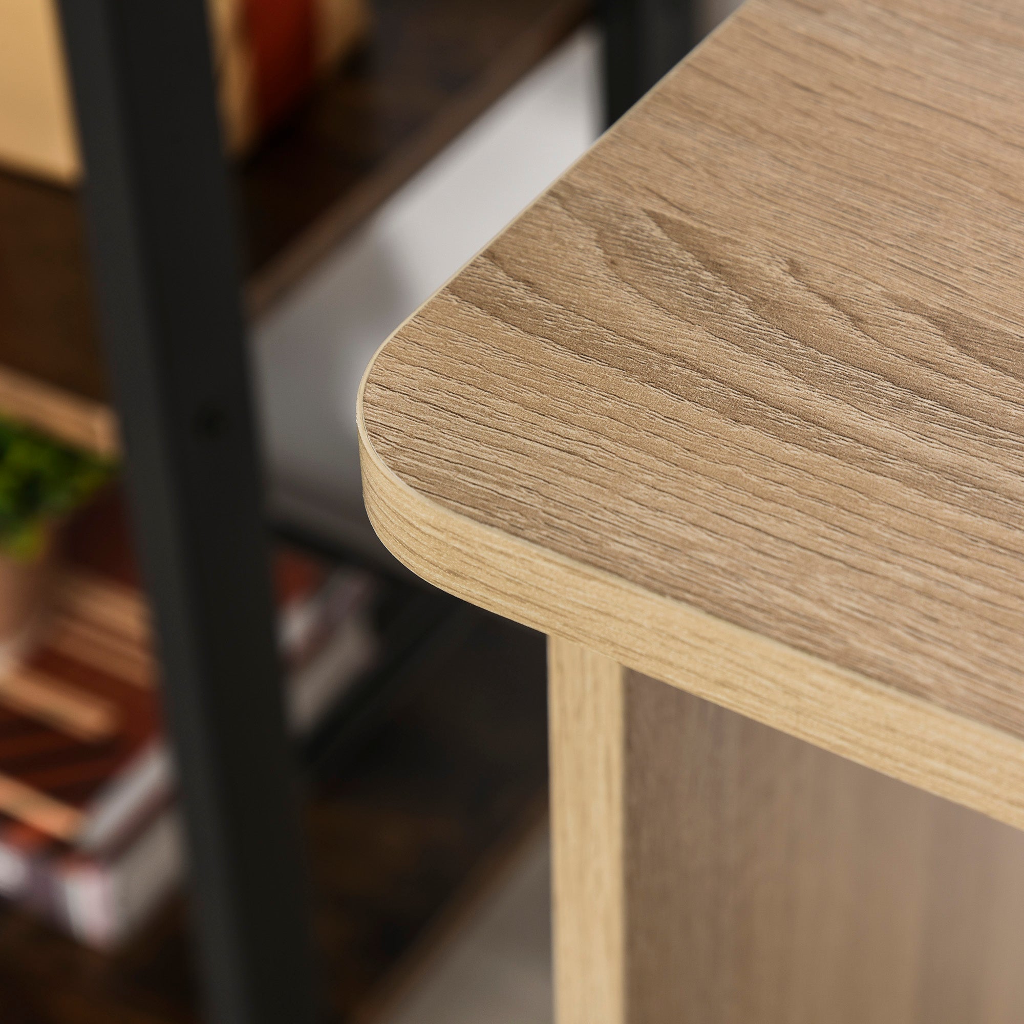 HOMCOM Computer Desk, Writing Desk with 3-Tier Storage Shelf, Work Table for Home Office, Study, Living Room, Oak and White - North Peak Garden Furniture