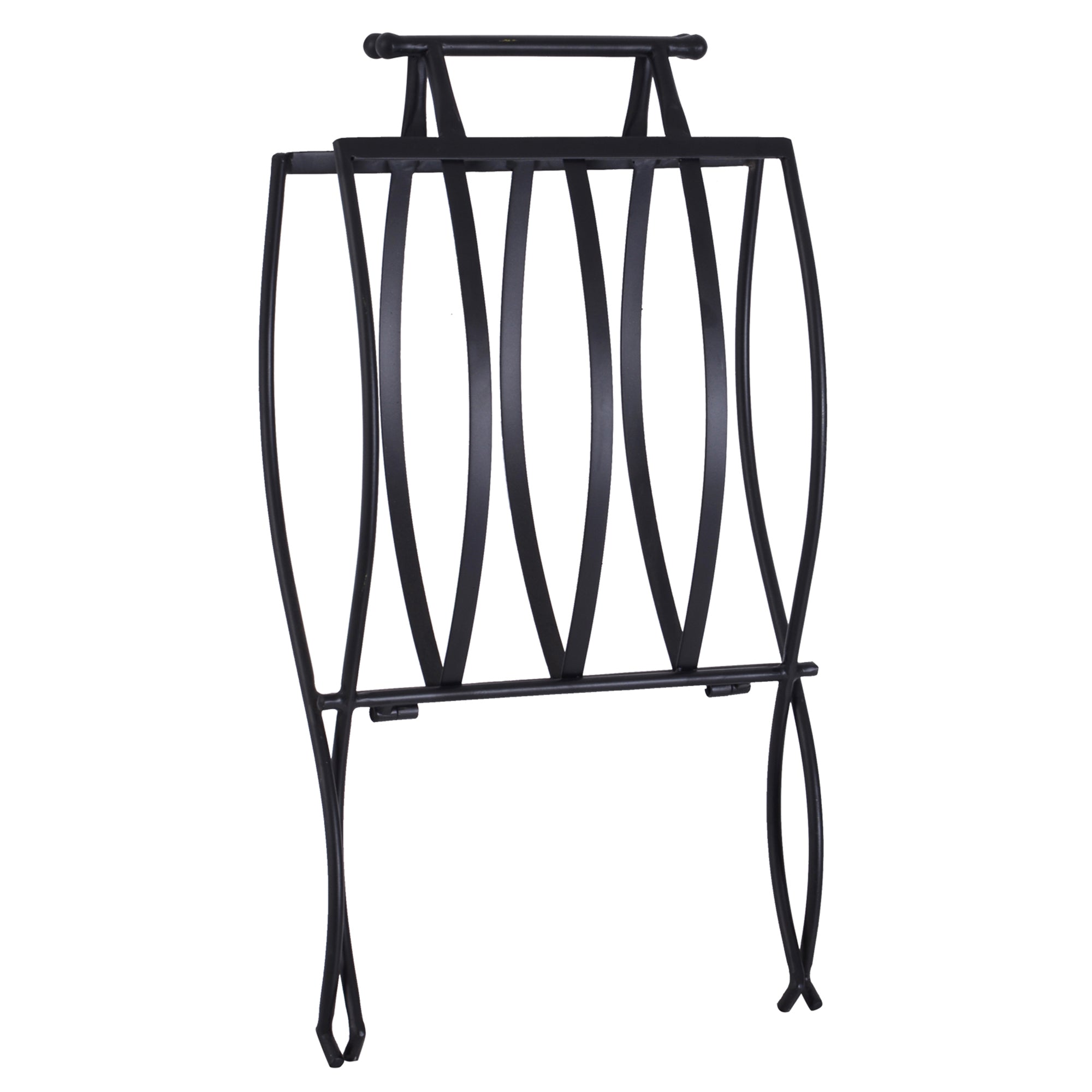 Outsunny Folding Wood Log Holder Fireplace Storage Rack Matte Metal Elevated Indoor Outdoor 45x35cm Black