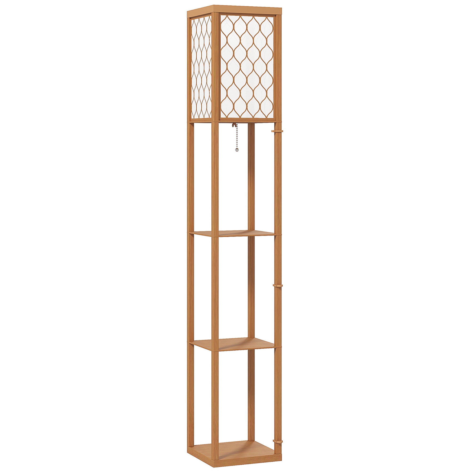 HOMCOM Three-Shelf Standing Lamp - Natural - North Peak Garden Furniture