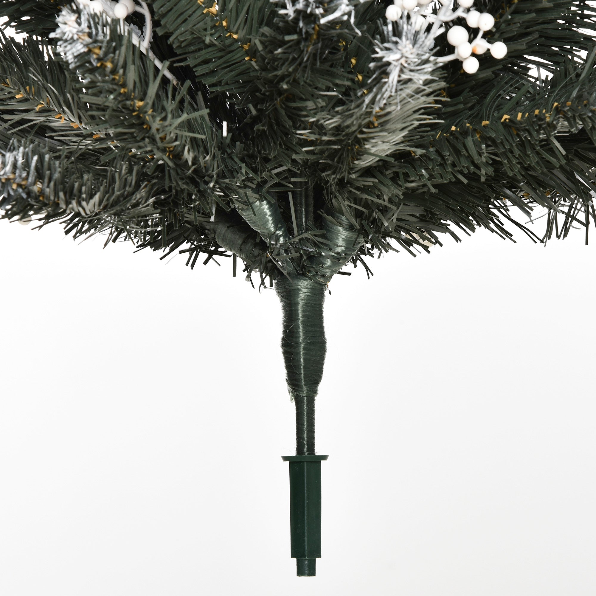 HOMCOM 4FT Artificial Snow-Dipped Christmas Tree Xmas | Home Home Indoor Decoration | Removable Stand w/ White Berries Star Topper Branch Green - North Peak Garden Furniture