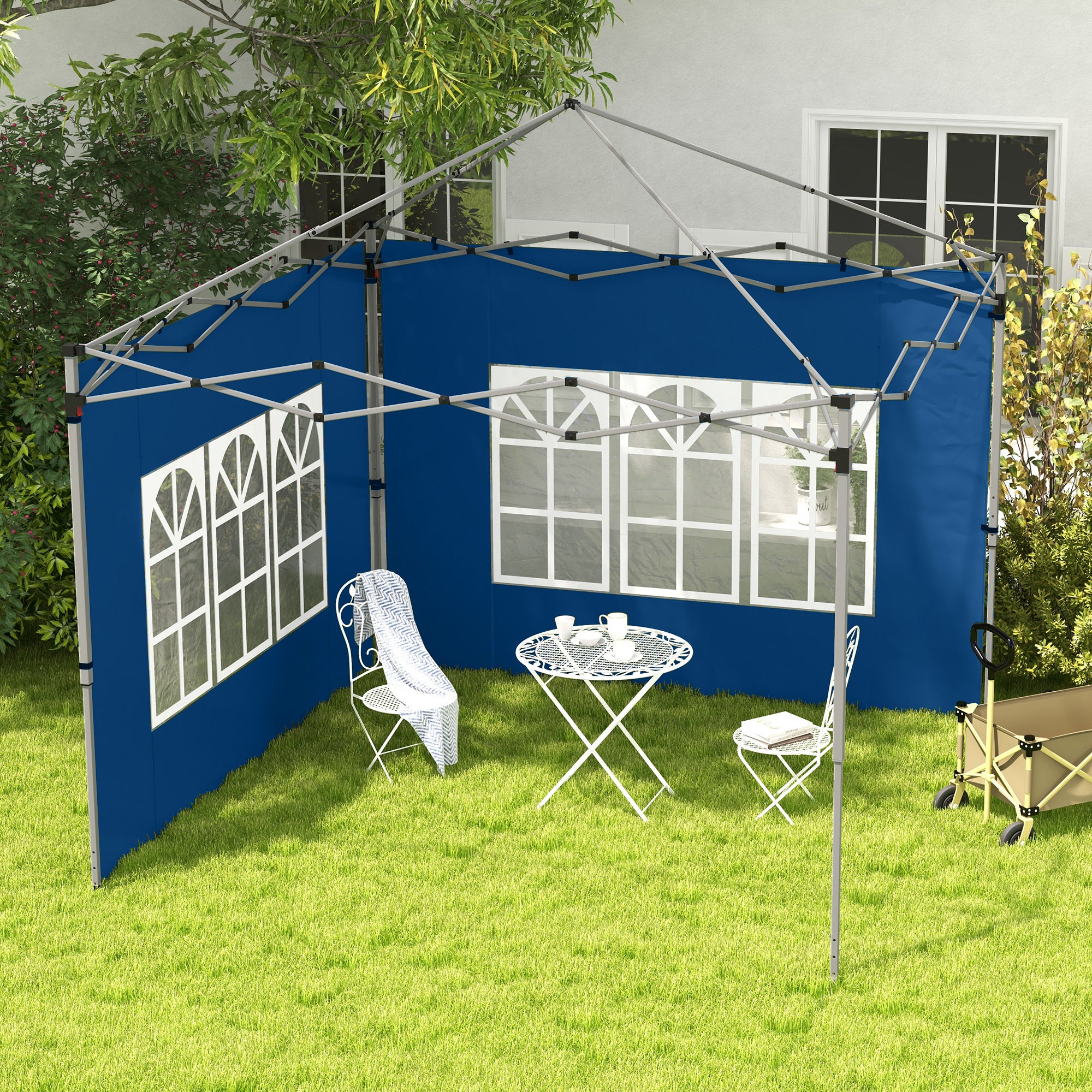 Outsunny Set of 2 Gazebo Side Panels - Blue - North Peak Garden Furniture