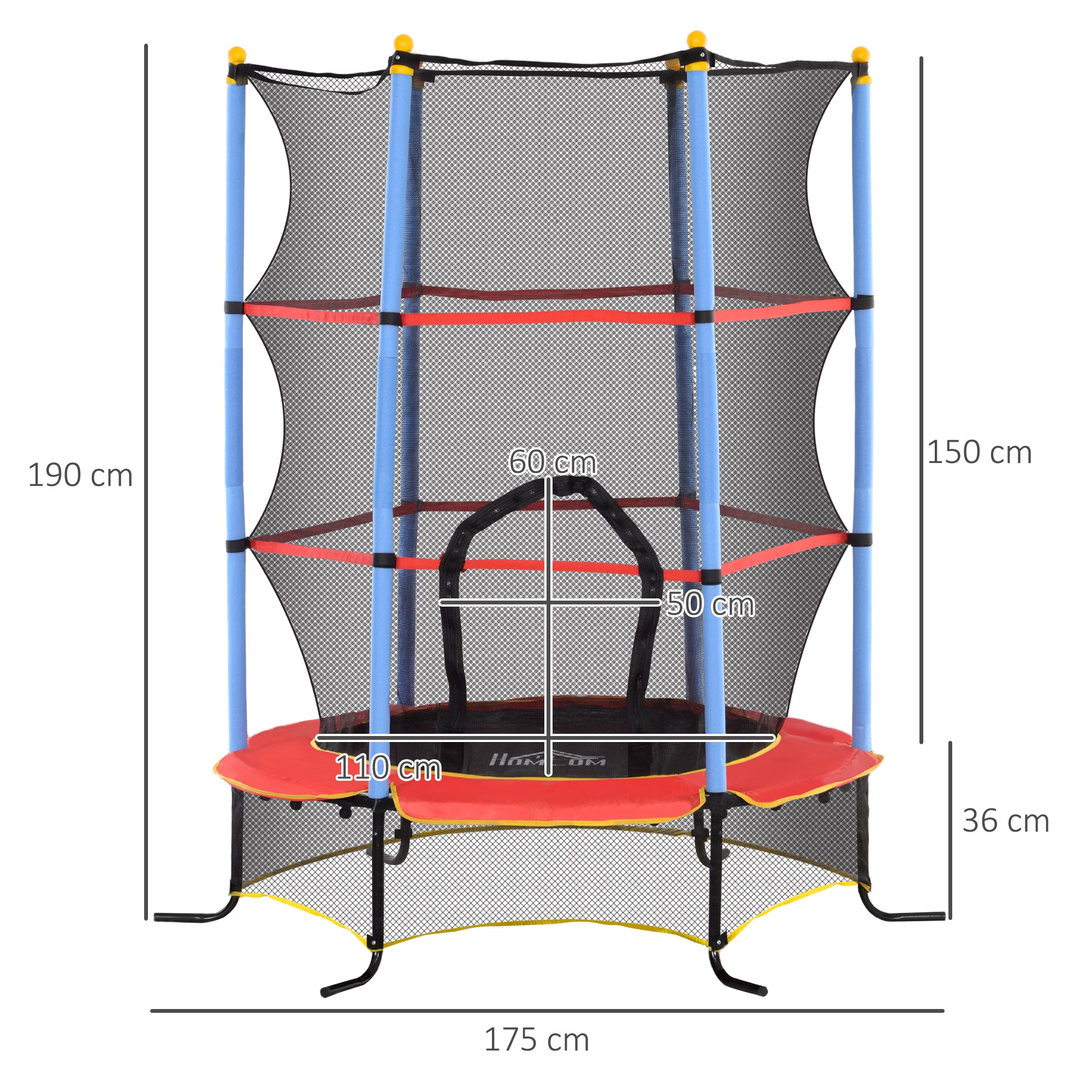 HOMCOM Kids Trampoline, with Safety Net, for Ages 3-10 Years - North Peak Garden Furniture