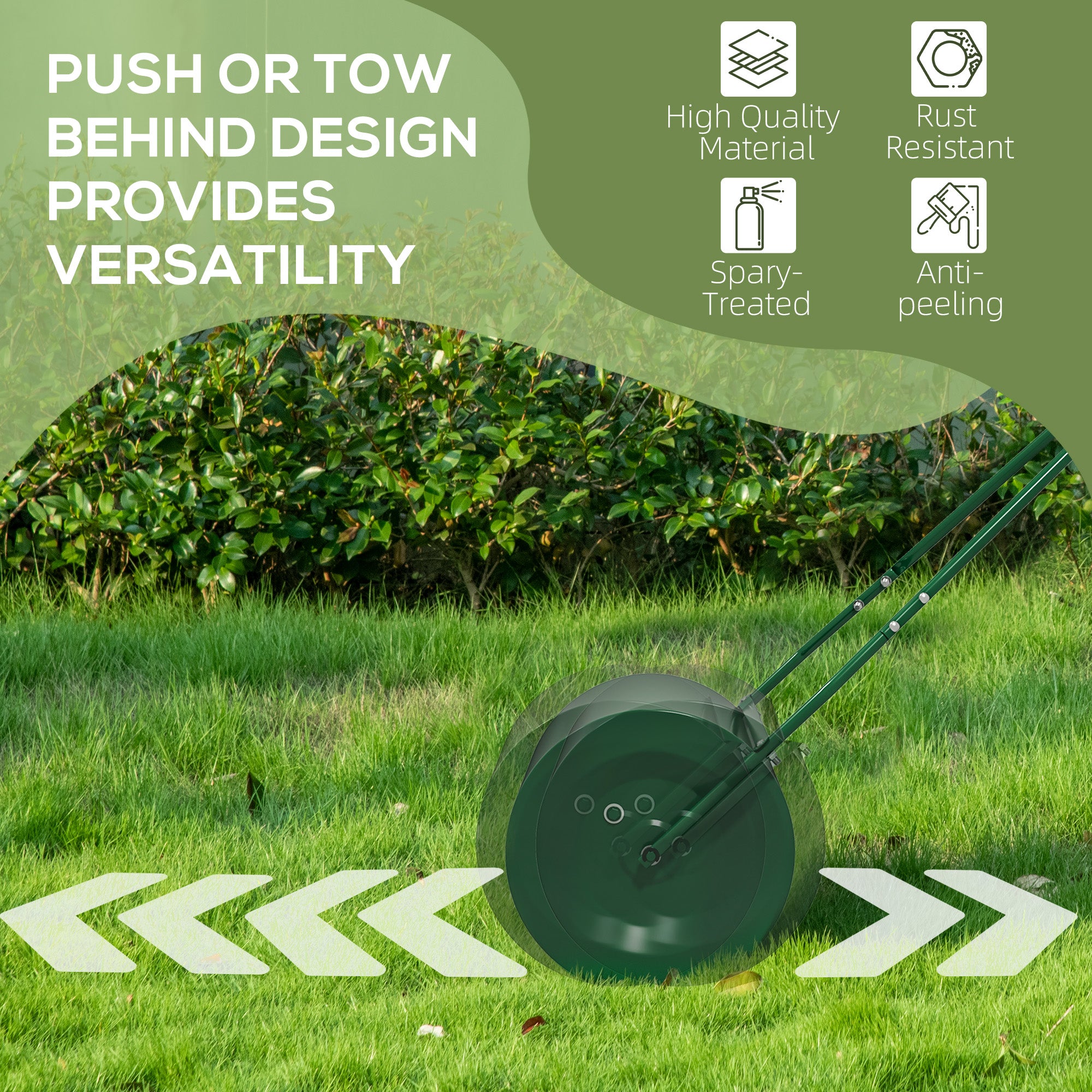 Outsunny 63 L Heavy Duty Water Or Sand Filled Φ30cm Garden Steel Lawn Roller Drum - Dark Green - North Peak Garden Furniture