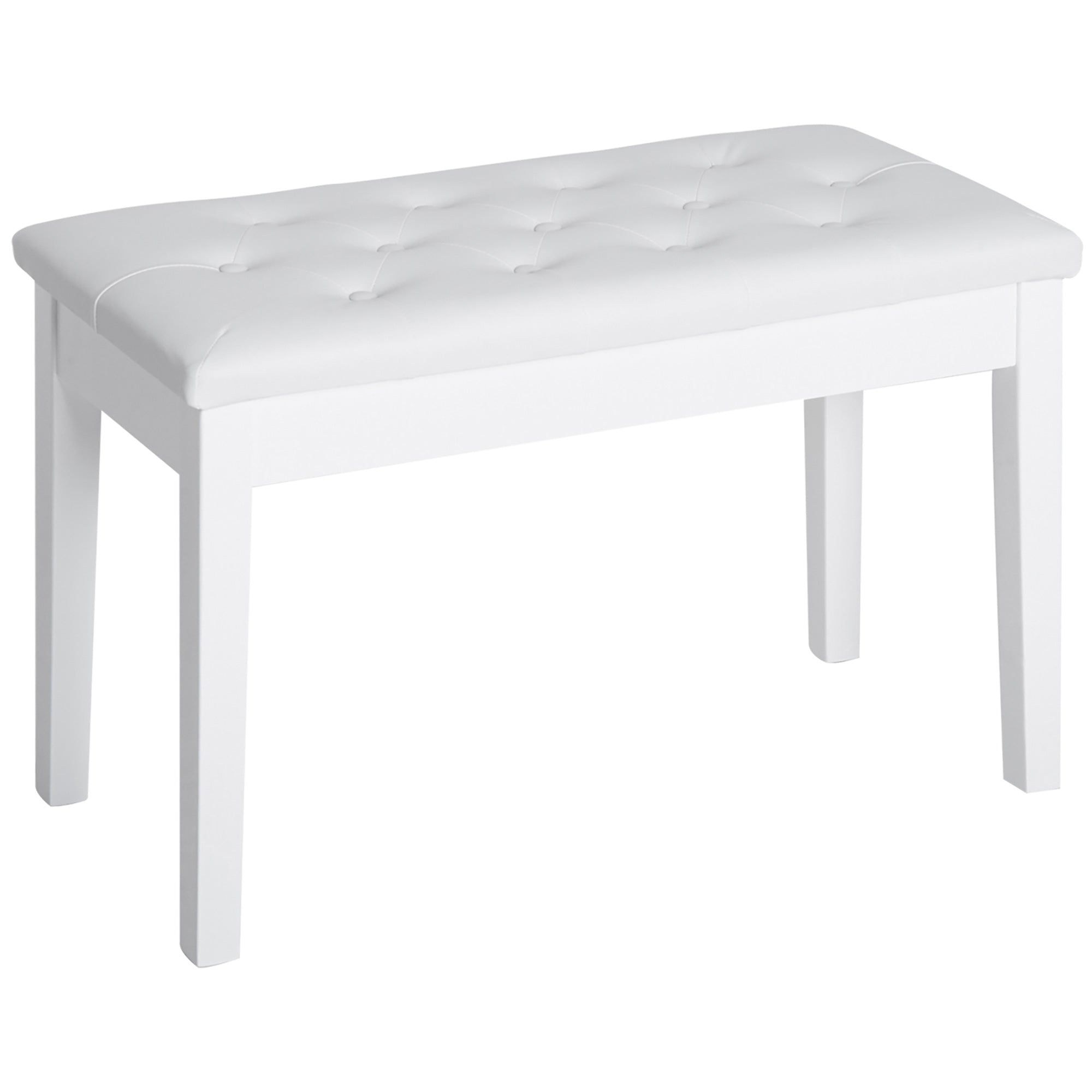 HOMCOM PU Leather Upholstered Piano Stool Makeup Stool Bench Dressing Table Seat with Storage 76x36x50cm, White - North Peak Garden Furniture