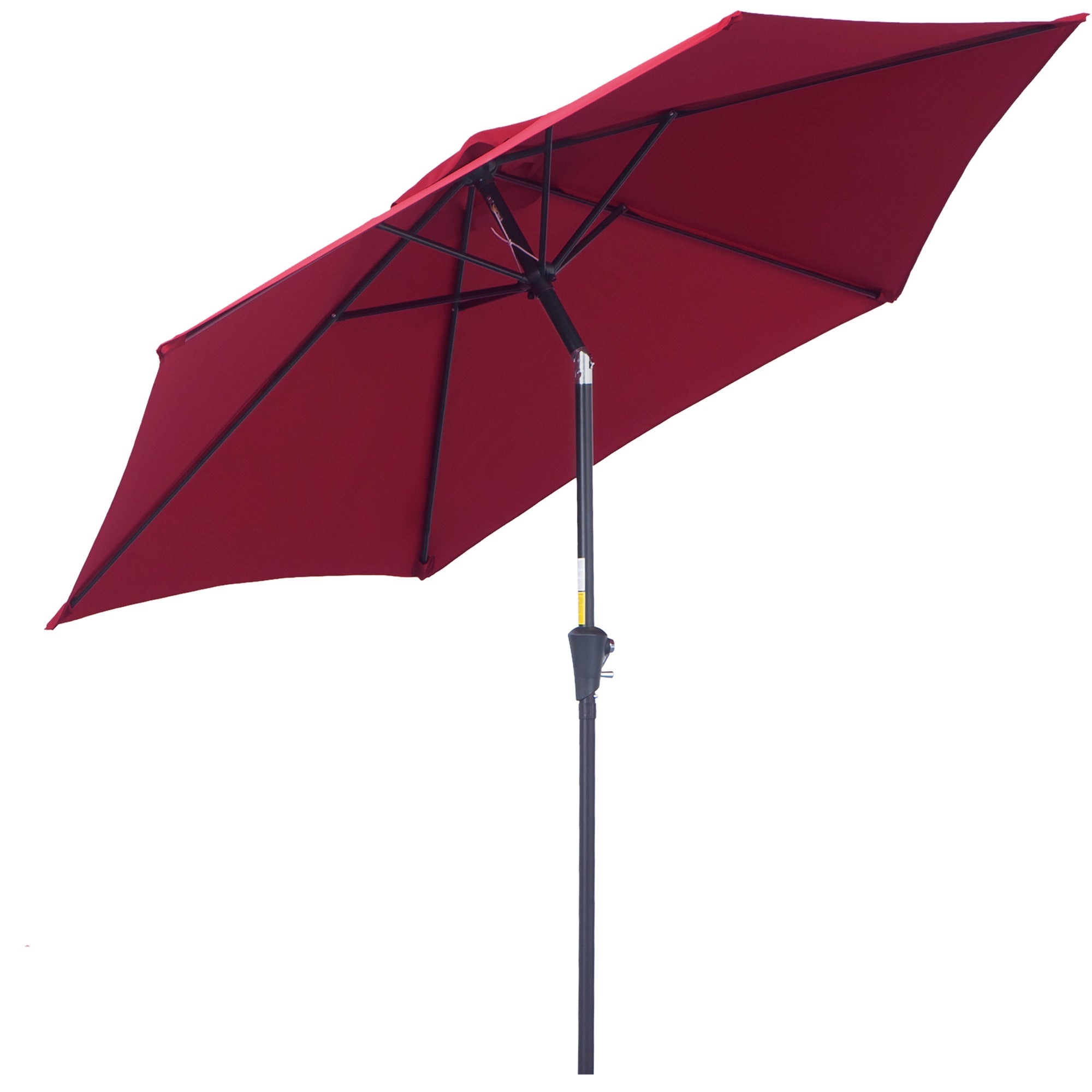 Outsunny Tilting Garden Parasol: Crank-Operated Sun Shade with Aluminium Frame, Wine Red, 2.7M