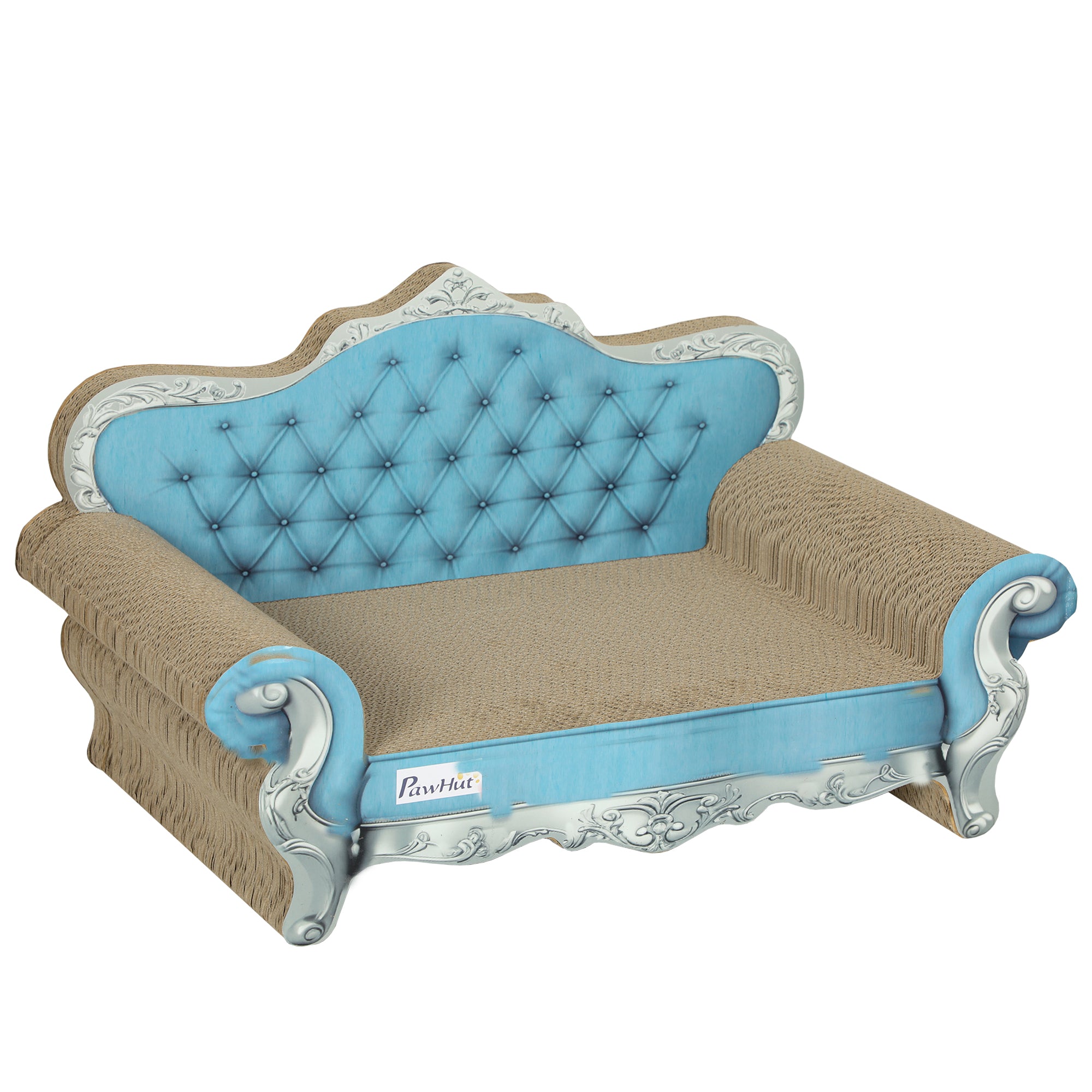 PawHut 2 in 1 Cat Scratcher with Catnip for Indoor Cats, 30.5 x 55 x 31.5cm, Light Blue