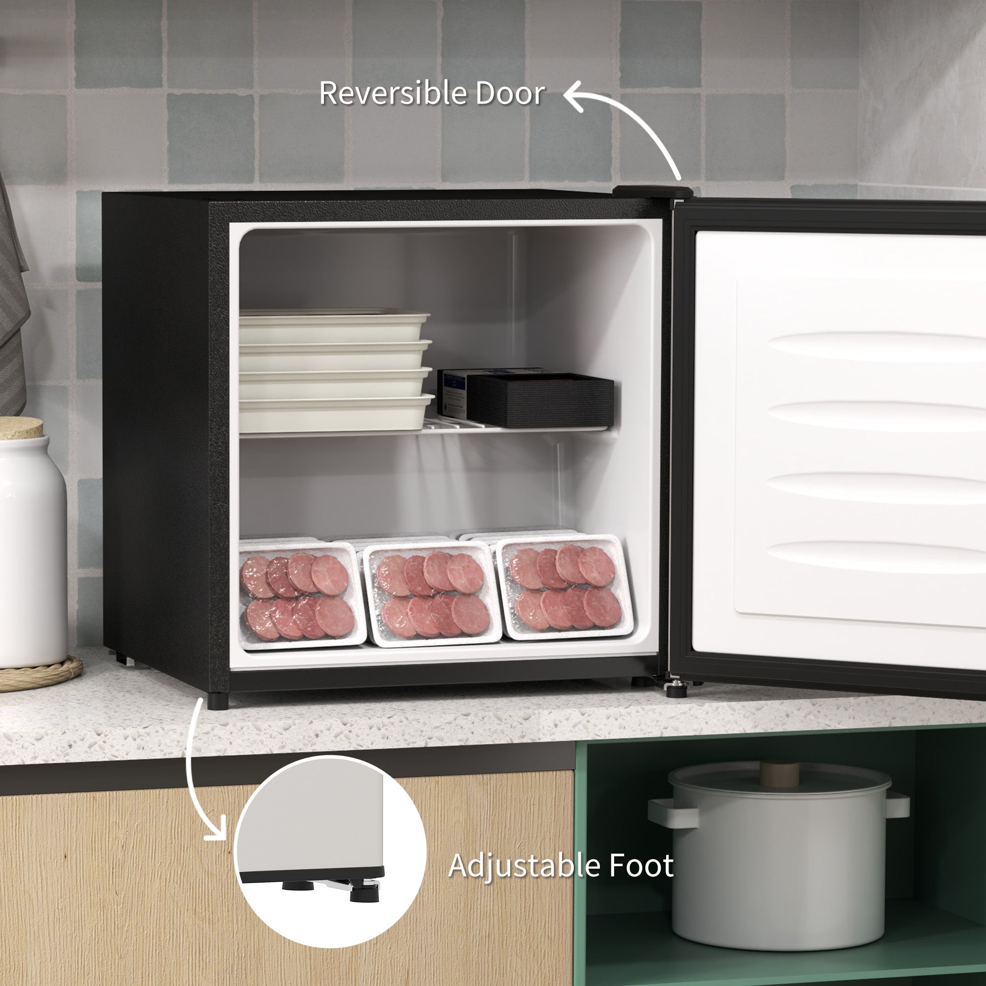 HOMCOM 35L Mini Freezer, -24℃ to -14℃ Temperature - Silver Tone - North Peak Garden Furniture