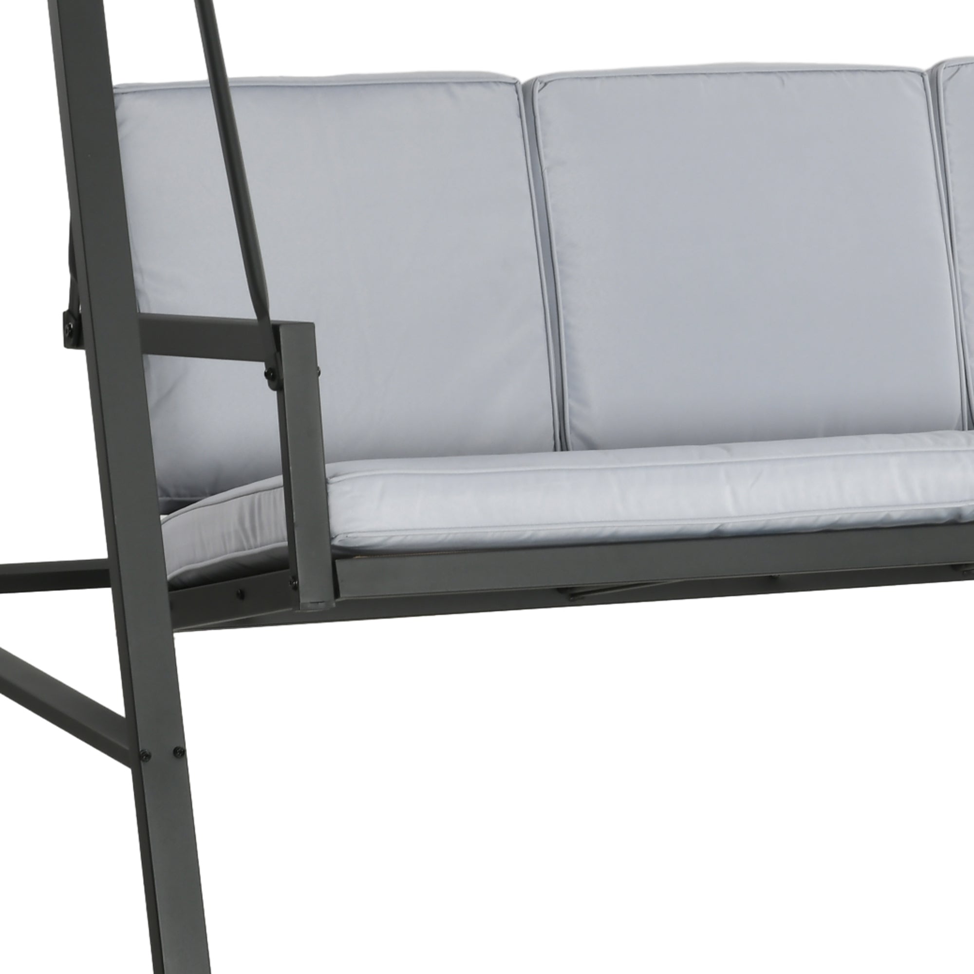 Outsunny Three-Seat Garden Swing Chair, with Adjustable Canopy - Grey - North Peak Garden Furniture
