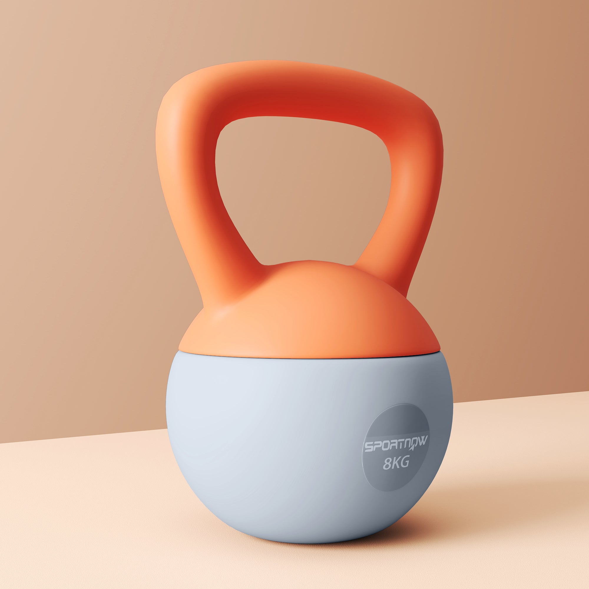 SPORTNOW Soft Kettlebell, 8kg Kettle Bell with Non-Slip Handle for Home Gym Weight Lifting and Strength Training, Orange and Grey - North Peak Garden Furniture