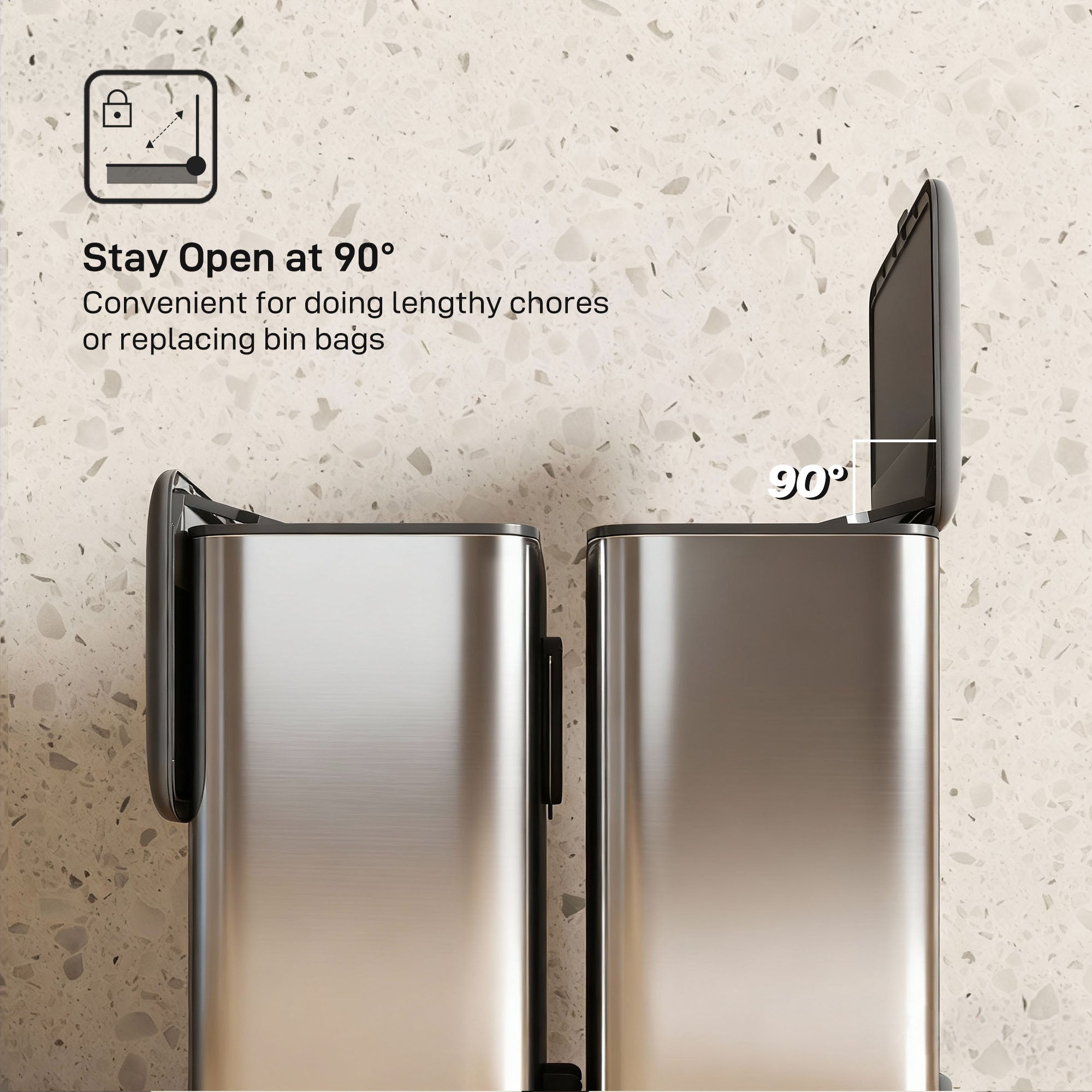 HOMCOM 8L Hanging Kitchen Bin, Rubbish bin with Lid and Removable Inner Bucket for Under Cabinet Door, Under Sink, Office