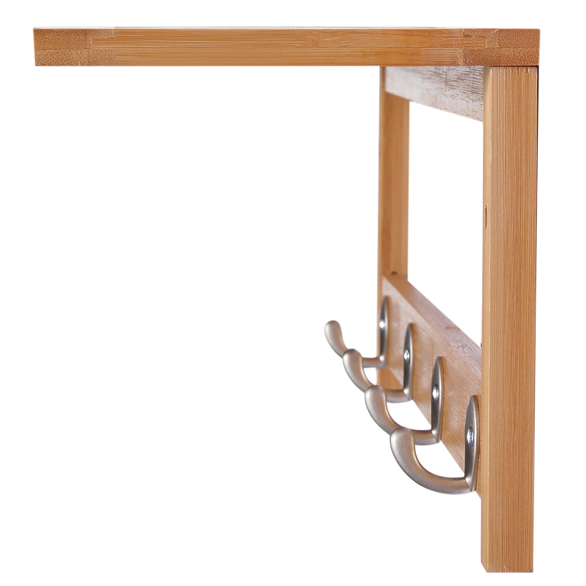 HOMCOM Wall Mounted Coat Clothes Hat Hanger 4 Hooks Rack Stand with Rail & Storage Shelf for Hallway Entryway Bedroom Bathroom - North Peak Garden Furniture