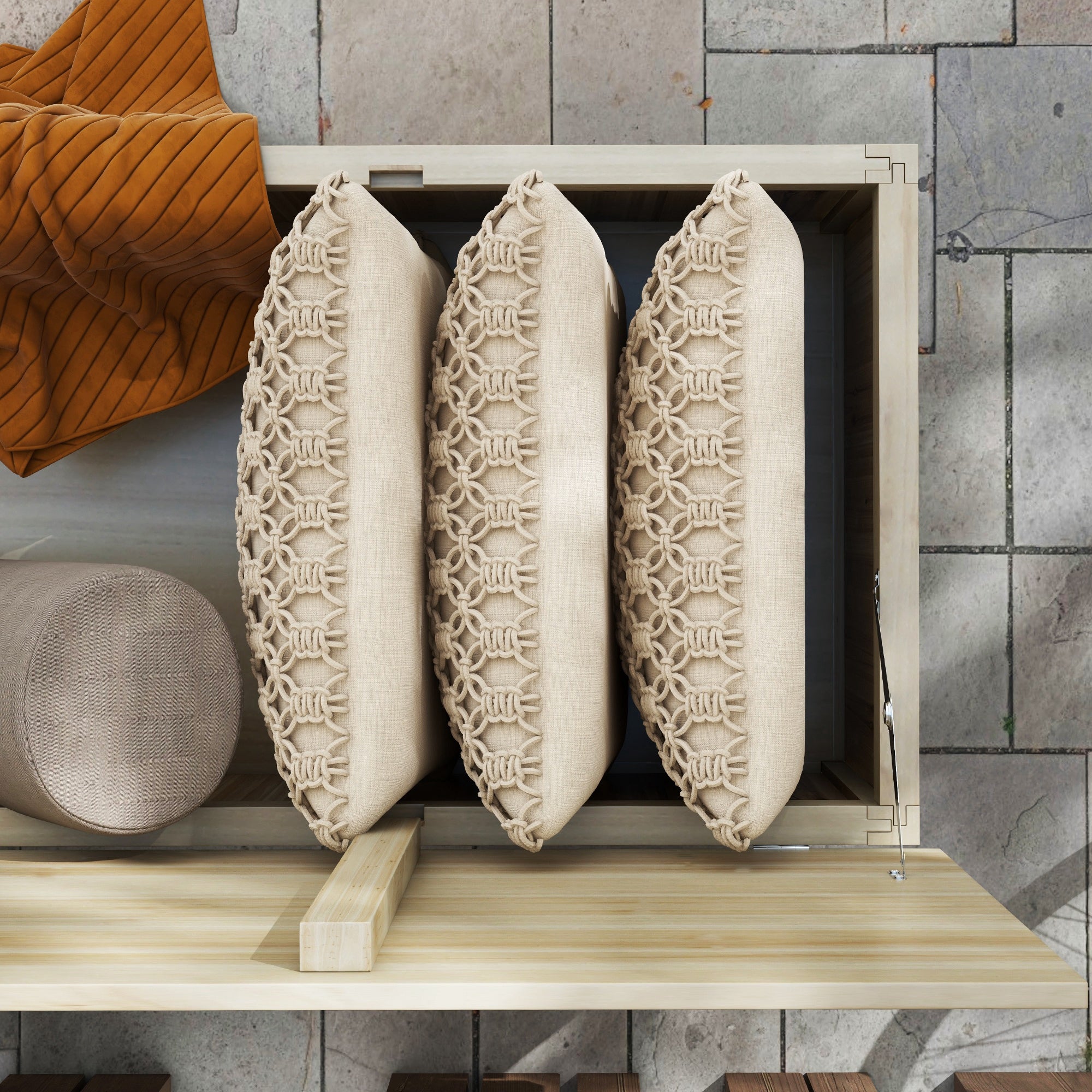 Outsunny 172 Litre Outdoor Storage Box, Wooden terrace Box Garden Storage Container, Natural