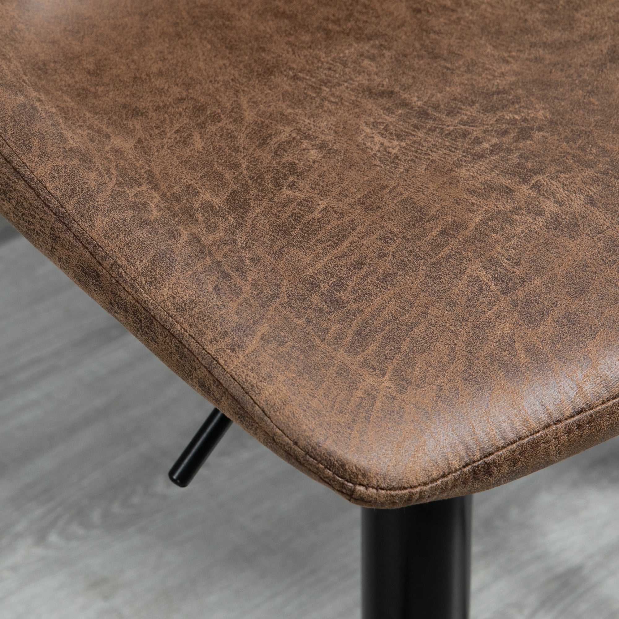 HOMCOM Adjustable Bar Stools Set of 2 Counter Height Barstools Dining Chairs 360° Swivel with Footrest for Home Pub, Brown - North Peak Garden Furniture