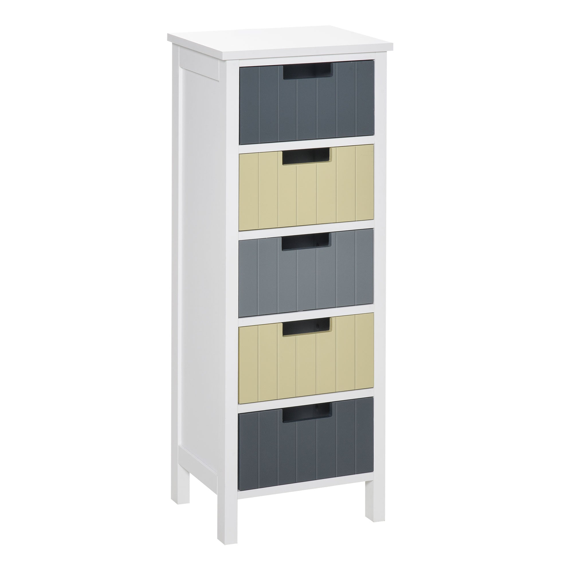 HOMCOM Tall Chest of Drawers, Storage Tower, Dresser Chest w/ 5 Detachable Drawers, Wood Top, Organizer Unit for Closets Bedroom Nursery Room Hallway