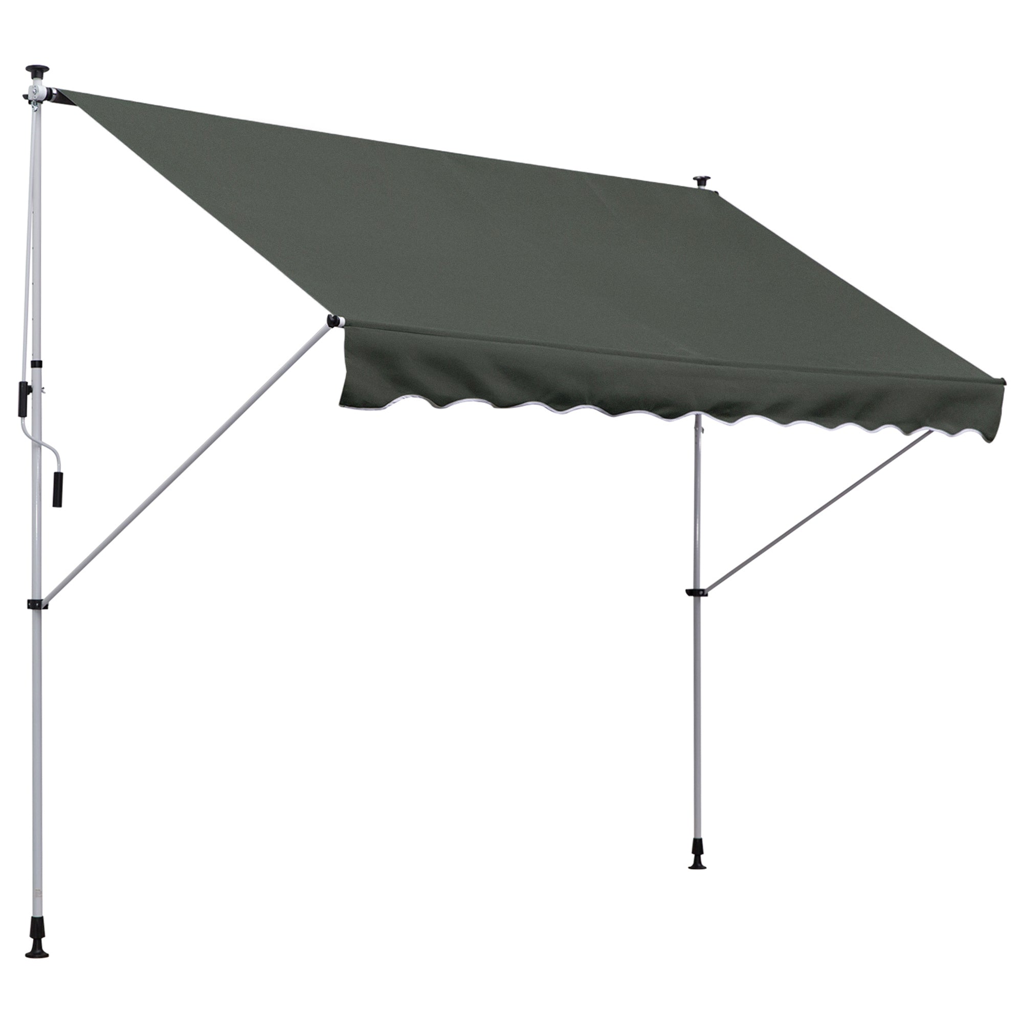 Outsunny Balcony 3 x 1.5m Manual Adjustable Awning DIY Patio Clamp Awning Canopy  Retractable Shade Shelter - Grey